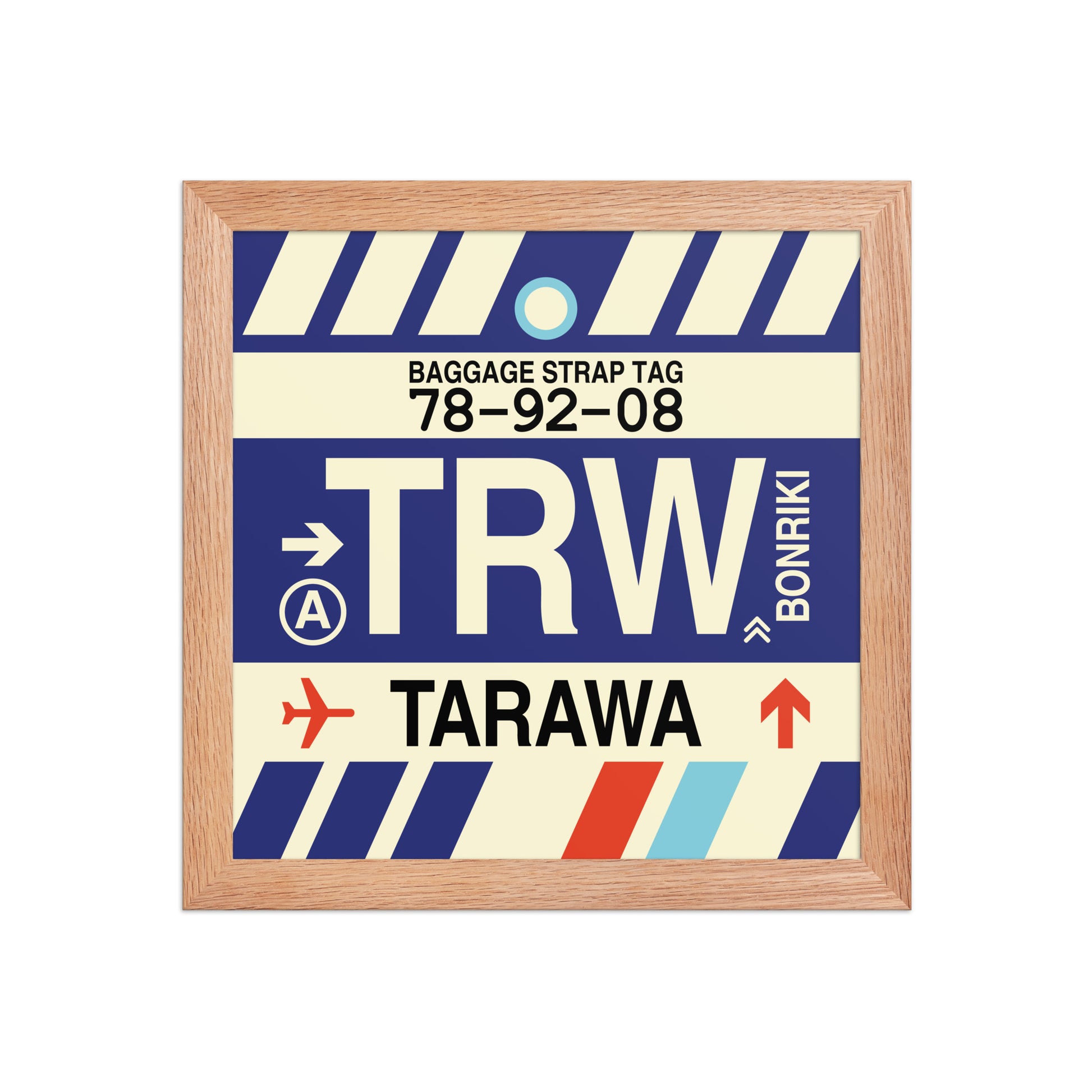 TRW Tarawa Framed Print • Jet Age Baggage Tag Design • YHM Designs - Image 06