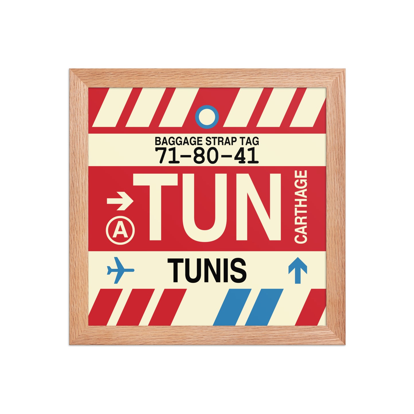 TUN Tunis Framed Print • Jet Age Baggage Tag Design • YHM Designs - Image 06