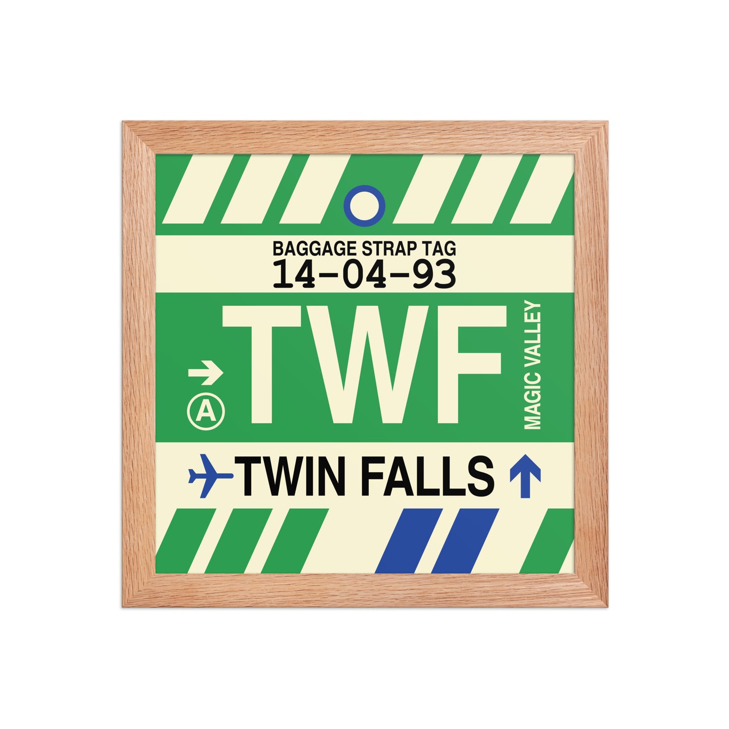 TWF Twin Falls Framed Print • Jet Age Baggage Tag Design • YHM Designs - Image 06