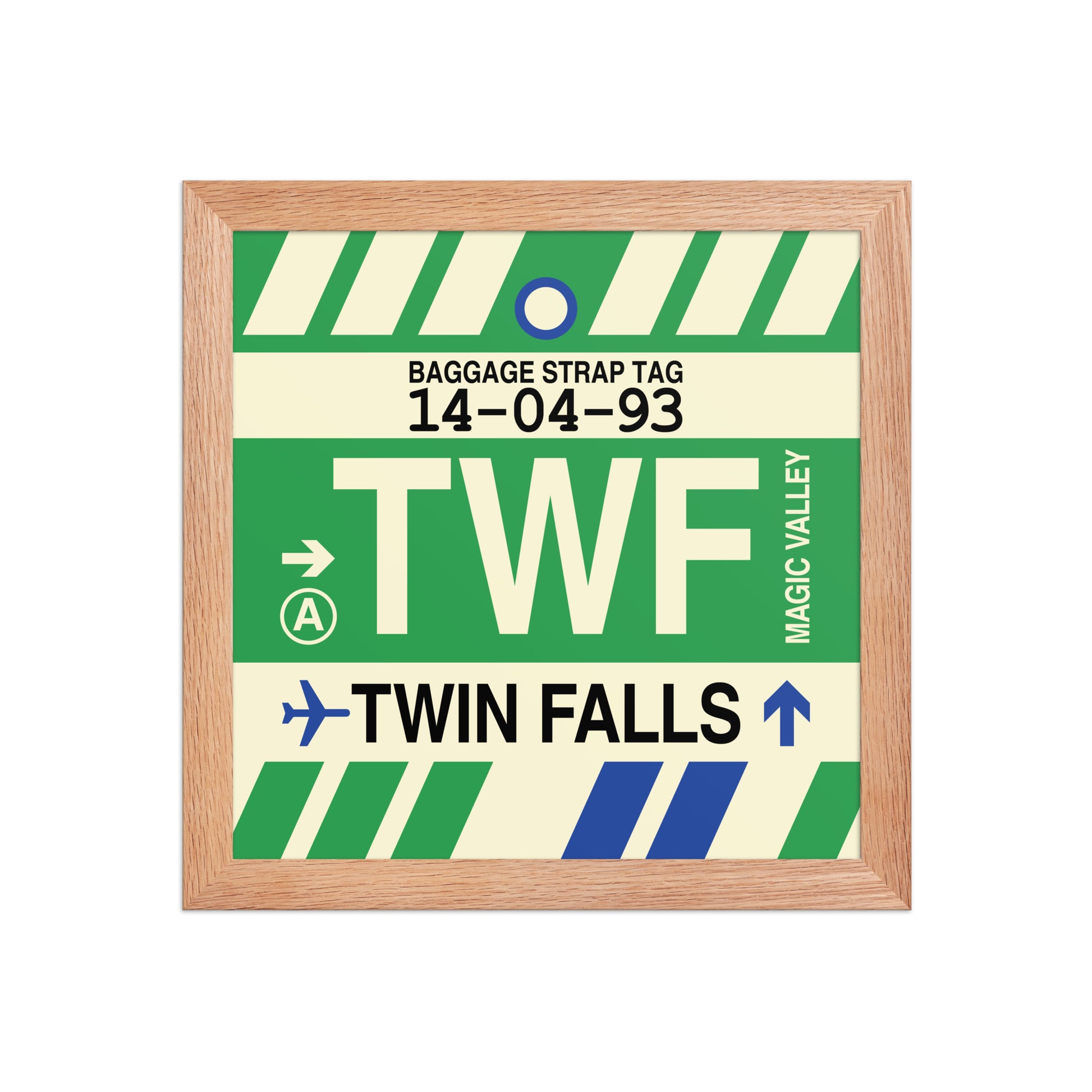 TWF Twin Falls Framed Print • Jet Age Baggage Tag Design • YHM Designs - Image 06