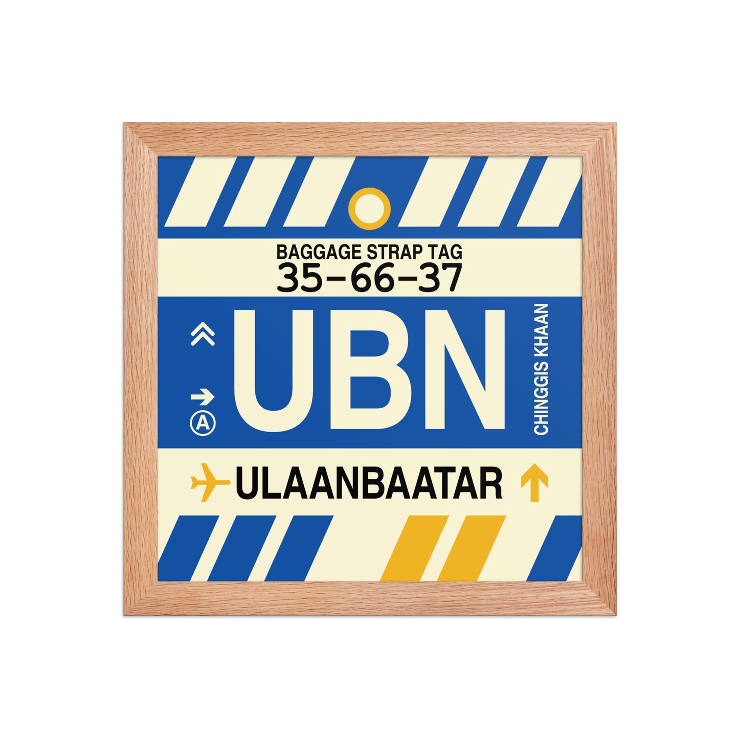 UBN Ulaanbaatar Framed Print • Jet Age Baggage Tag Design • YHM Designs - Image 06