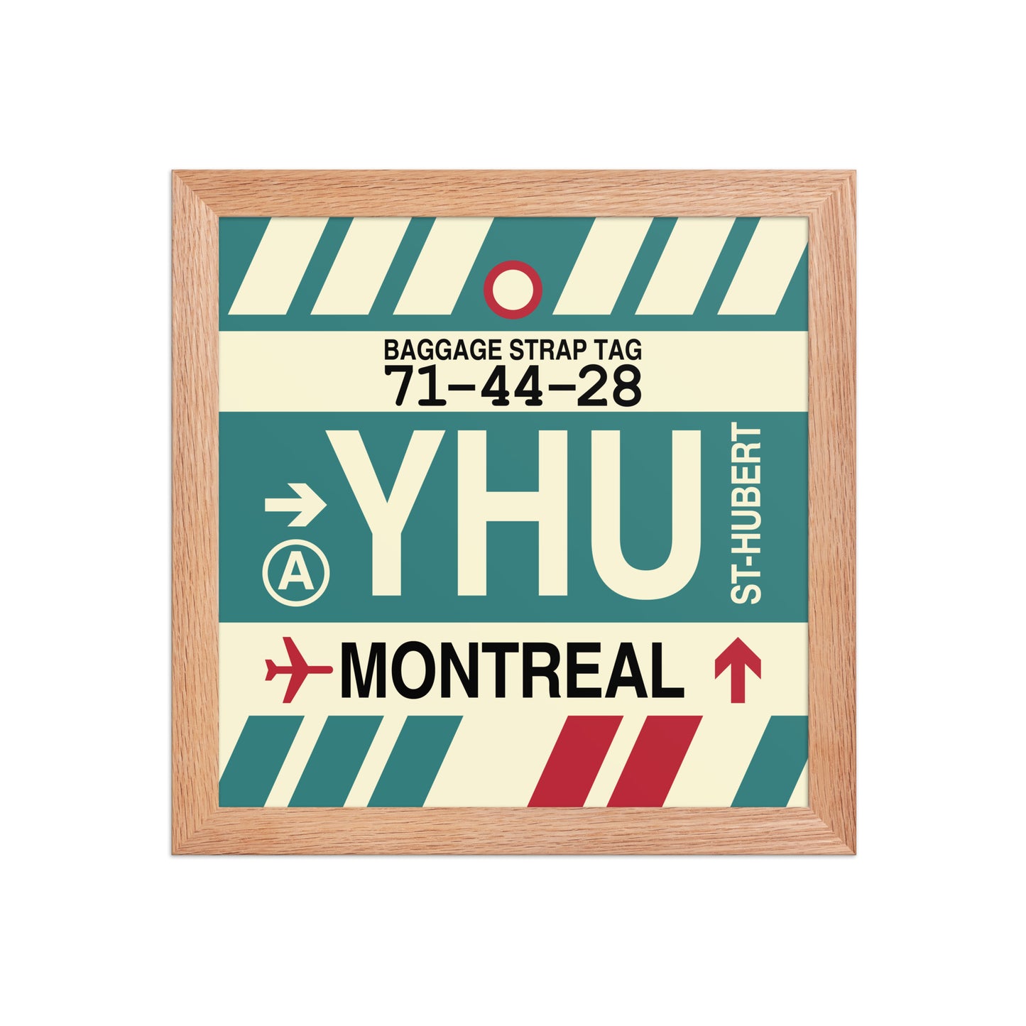 YHU Montreal Framed Print • Jet Age Baggage Tag Design • YHM Designs - Image 06