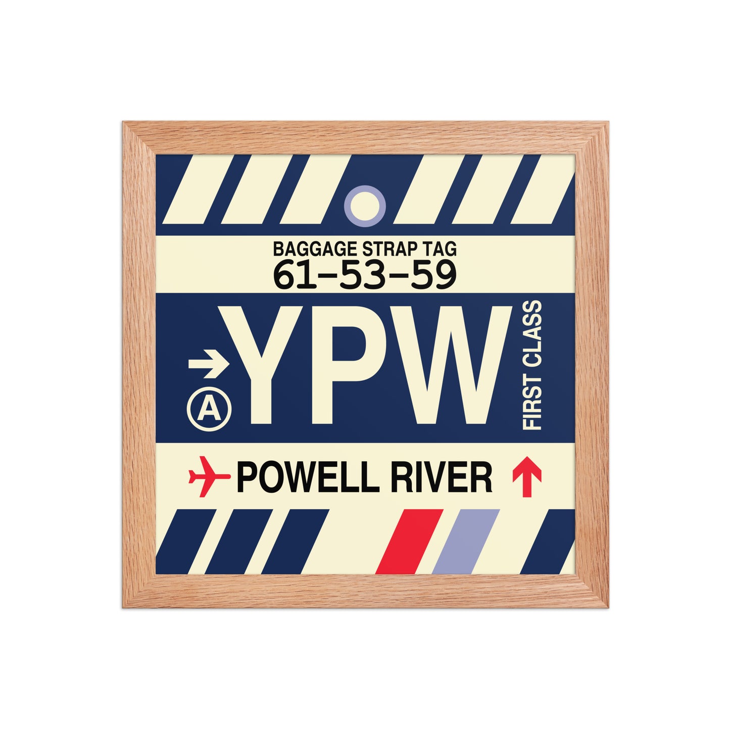 YPW Powell River Framed Print • Jet Age Baggage Tag Design • YHM Designs - Image 06