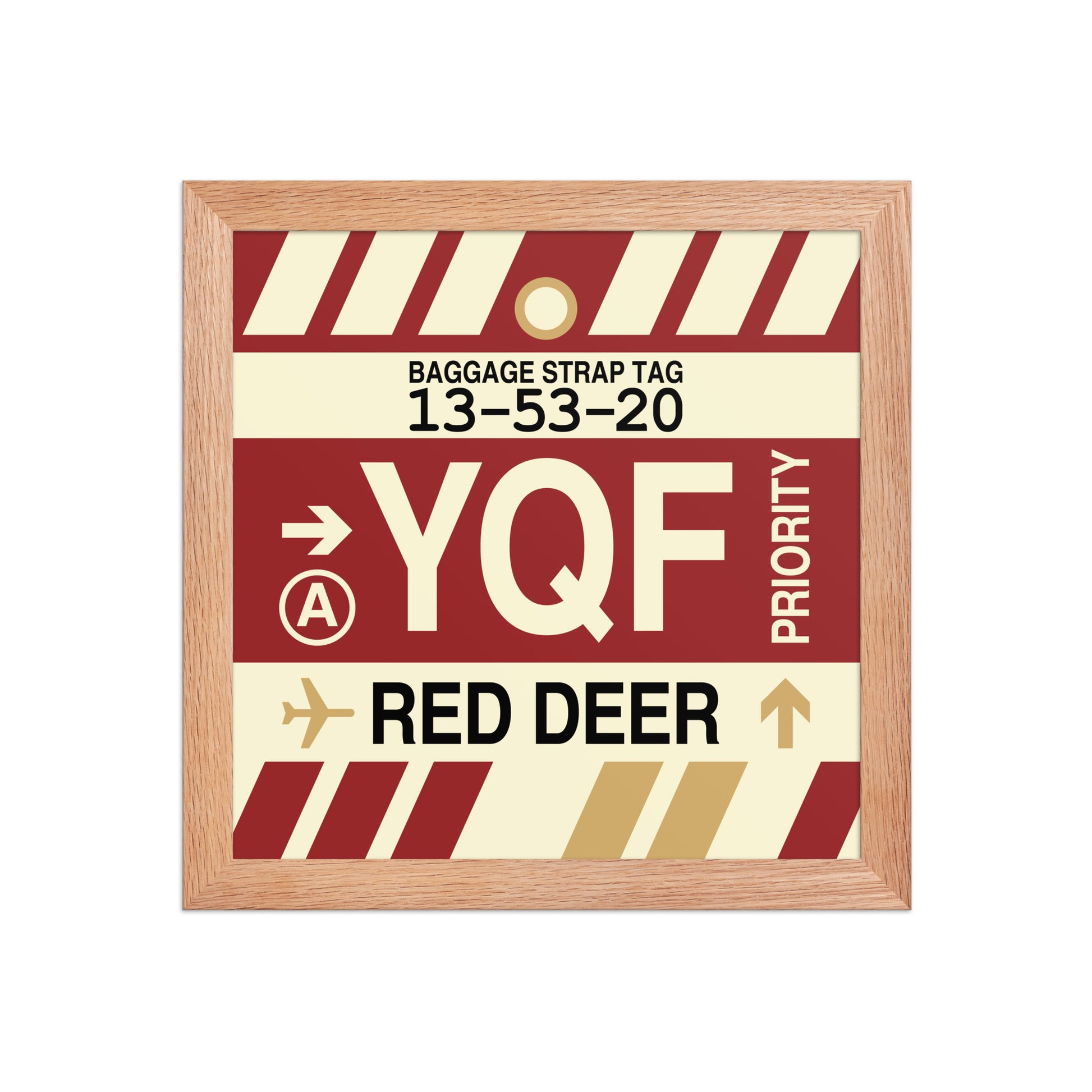 YQF Red Deer Framed Print • Jet Age Baggage Tag Design • YHM Designs - Image 06