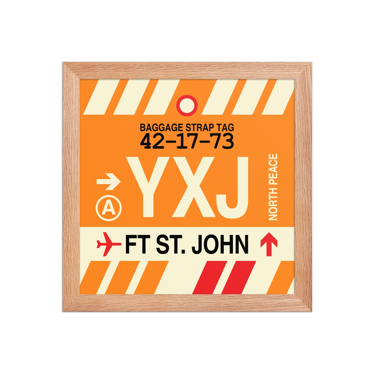 YXJ Fort St. John Framed Print • Jet Age Baggage Tag Design • YHM Designs - Image 06