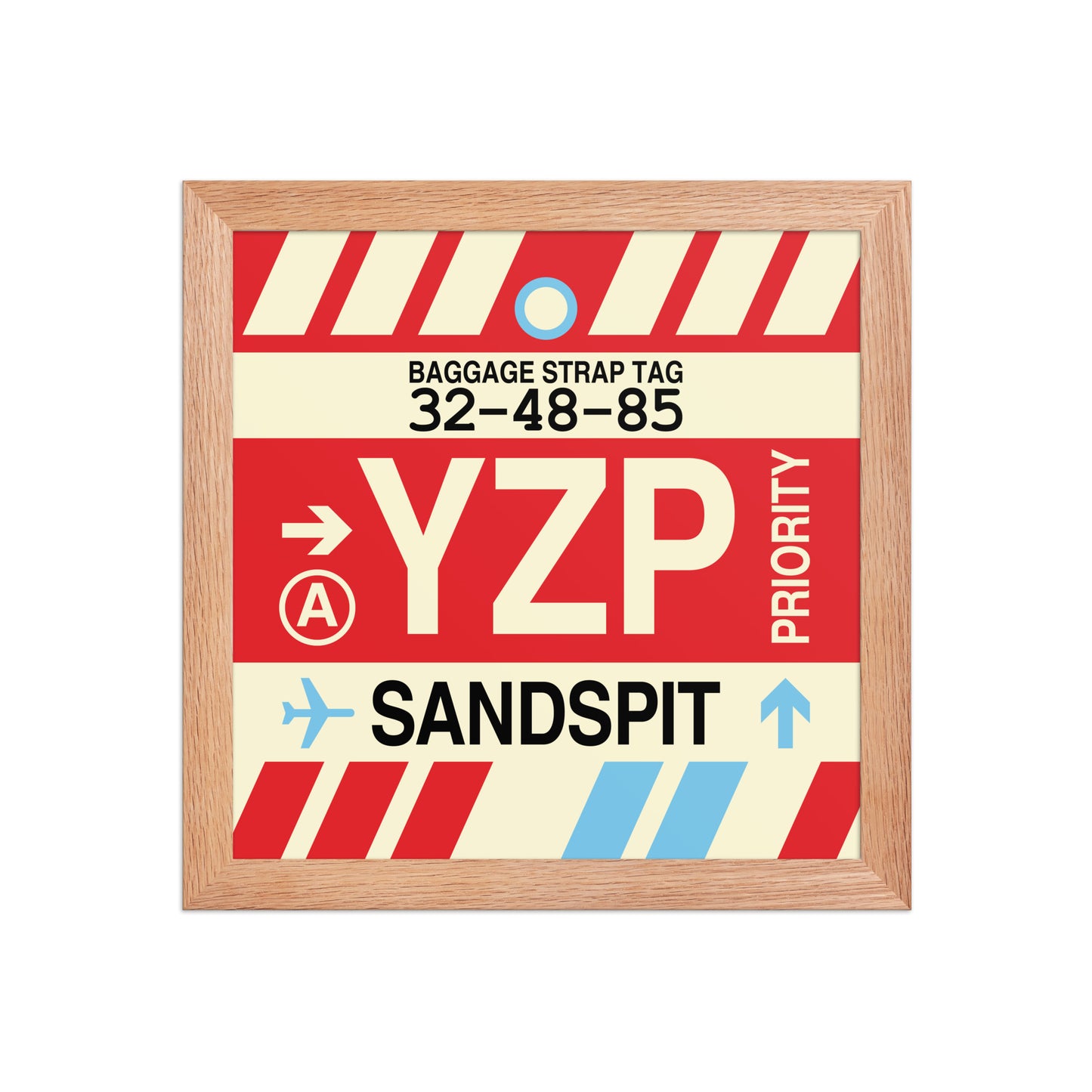 YZP Sandspit Framed Print • Jet Age Baggage Tag Design • YHM Designs - Image 06