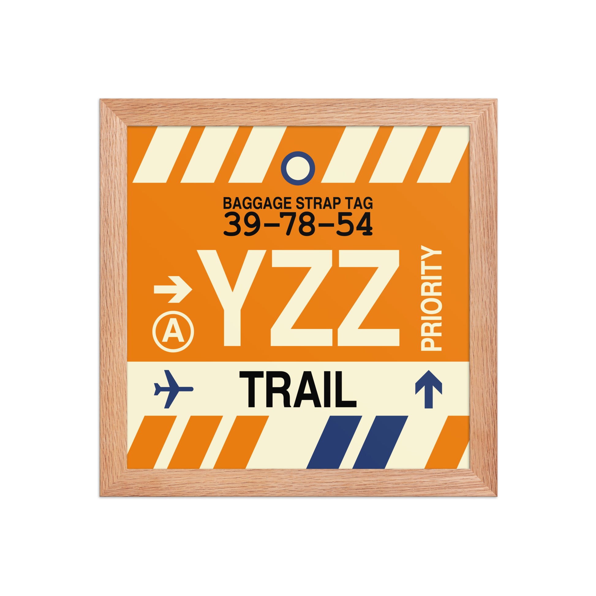 YZZ Trail Framed Print • Jet Age Baggage Tag Design • YHM Designs - Image 06