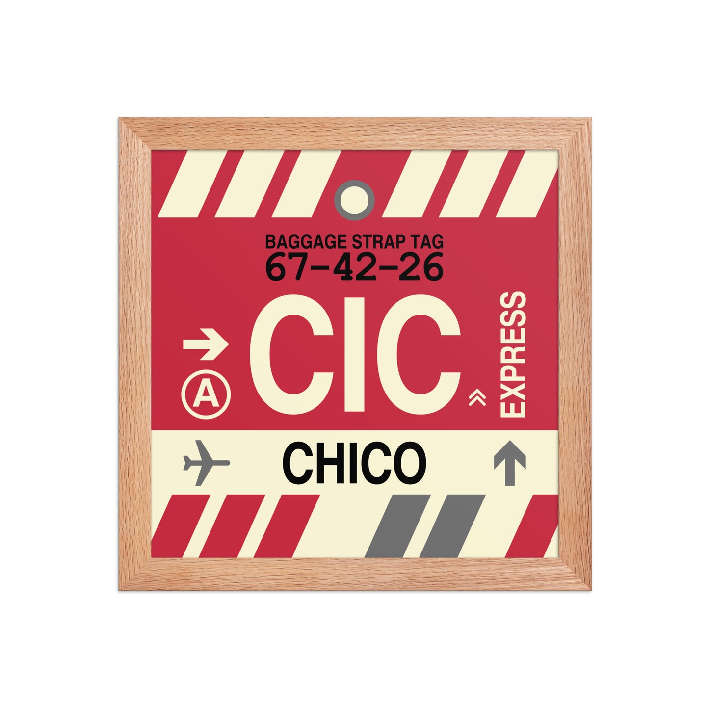 CIC Chico Framed Print • Jet Age Baggage Tag Design • YHM Designs - Image 06