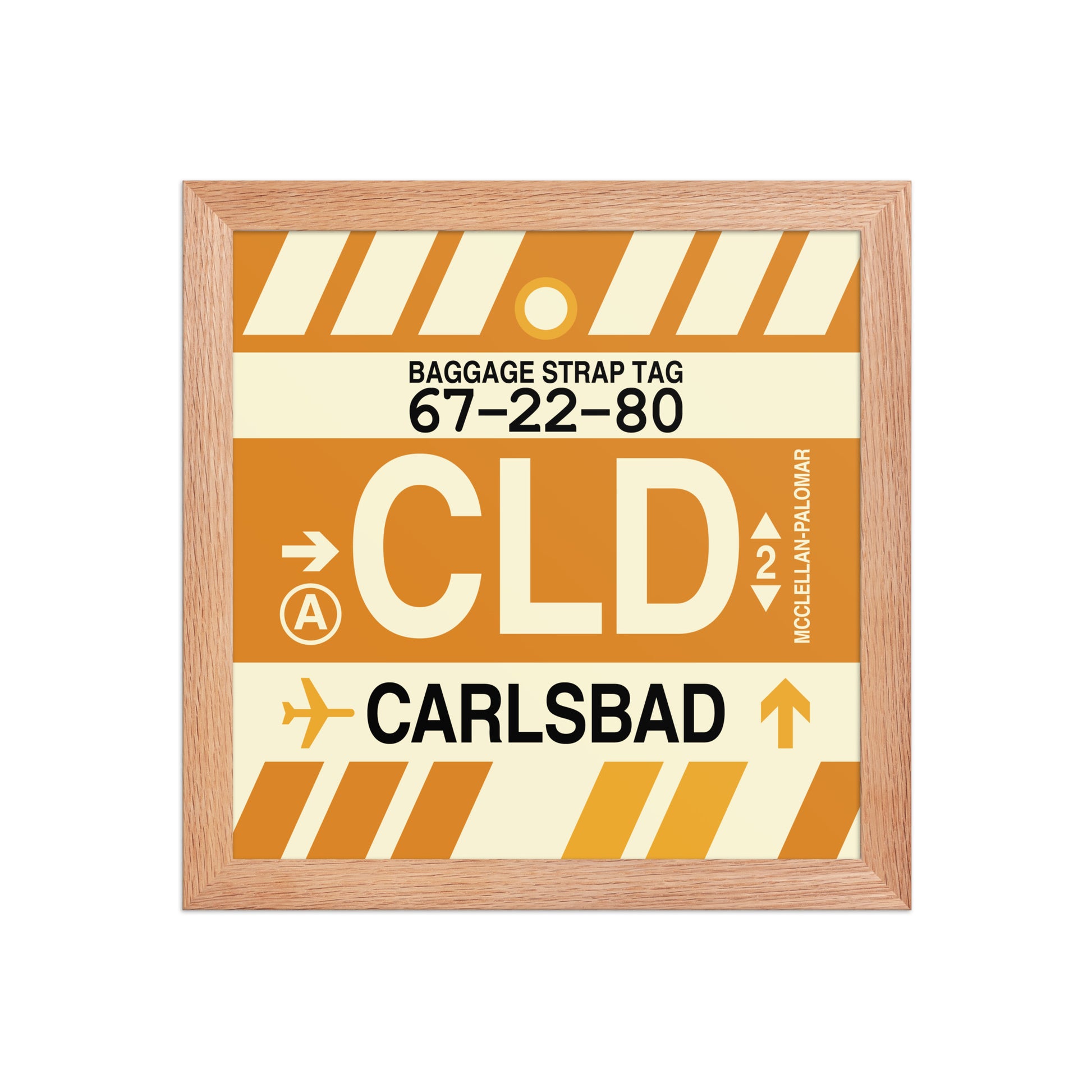 CLD Carlsbad Framed Print • Jet Age Baggage Tag Design • YHM Designs - Image 06