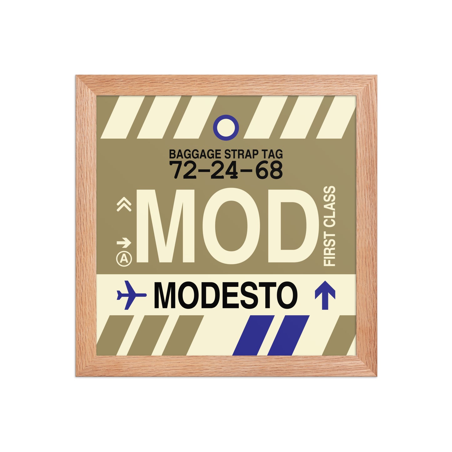 MOD Modesto Framed Print • Jet Age Baggage Tag Design • YHM Designs - Image 06