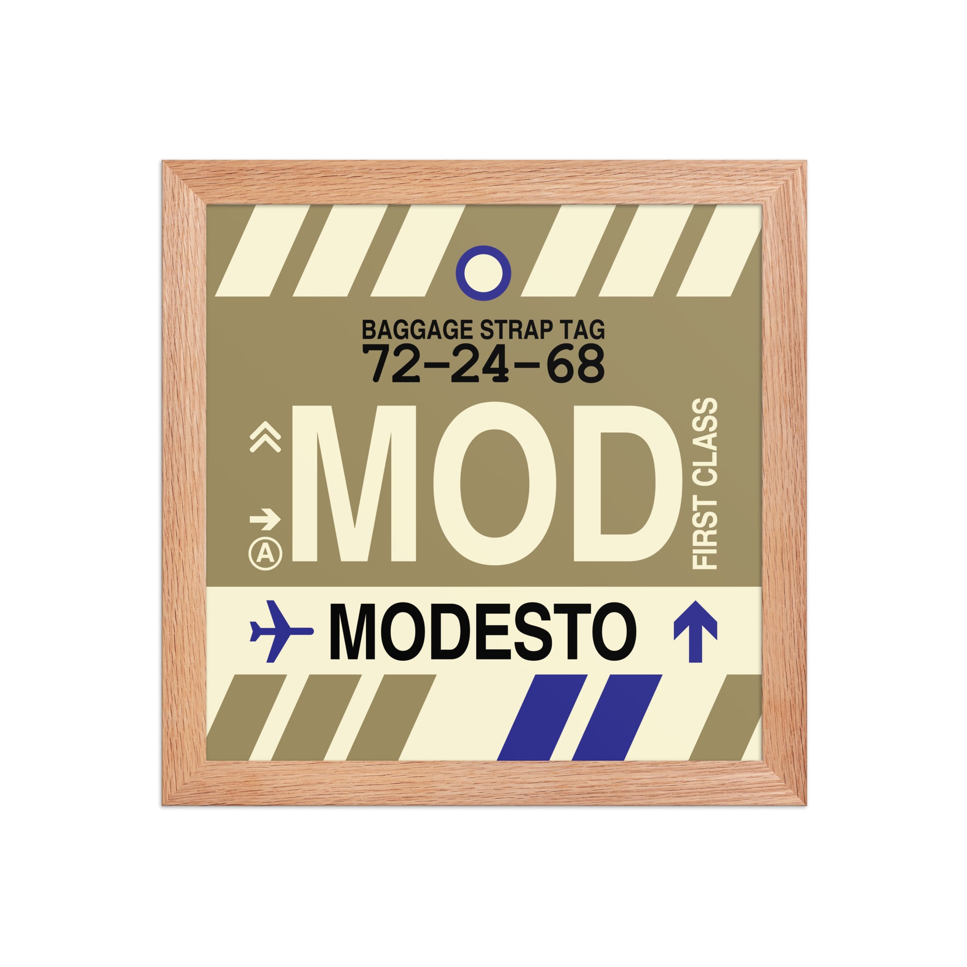 MOD Modesto Framed Print • Jet Age Baggage Tag Design • YHM Designs - Image 06