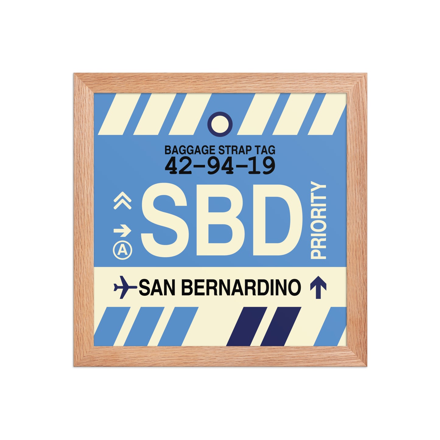 SBD San Bernardino Framed Print • Jet Age Baggage Tag Design • YHM Designs - Image 06