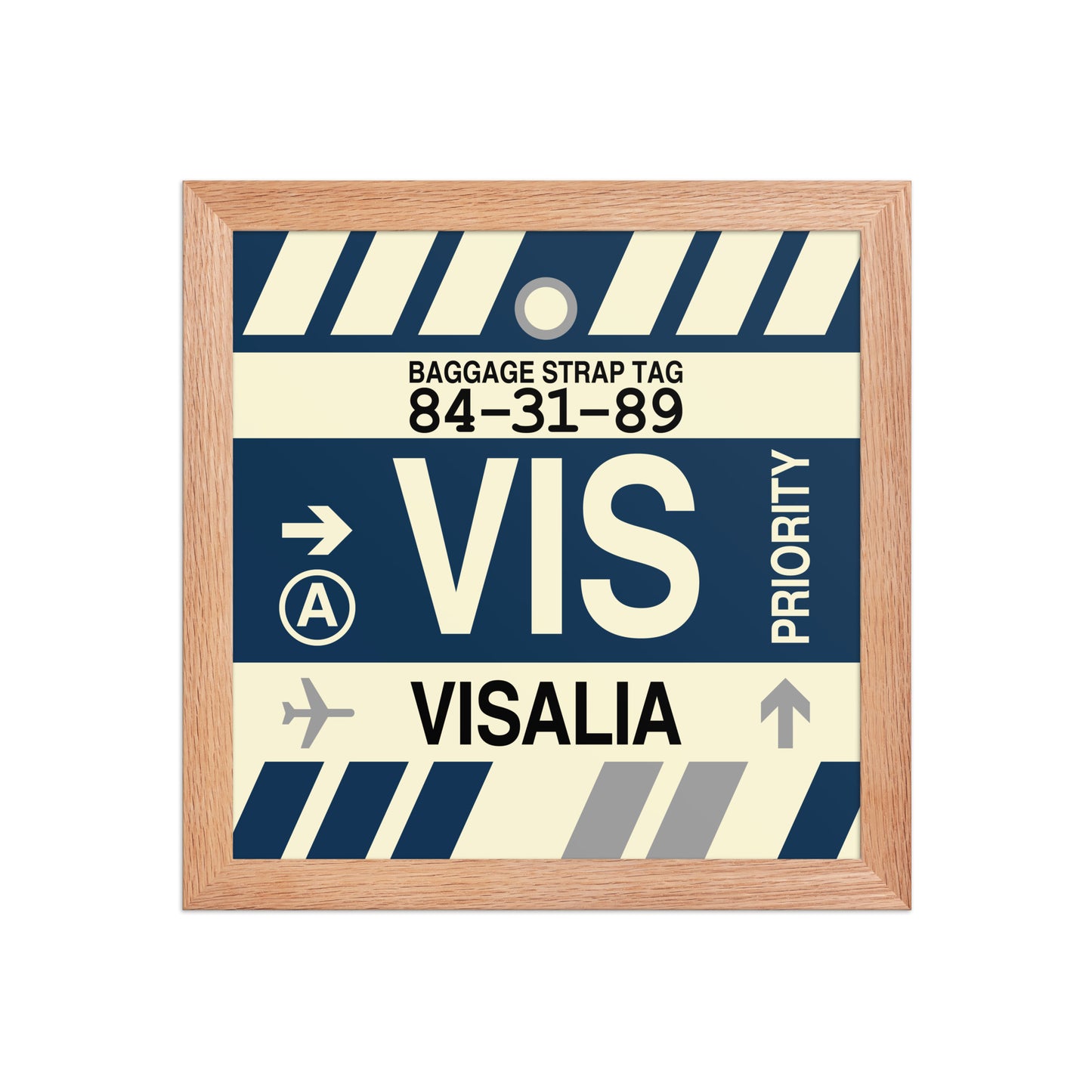 VIS Visalia Framed Print • Jet Age Baggage Tag Design • YHM Designs - Image 06
