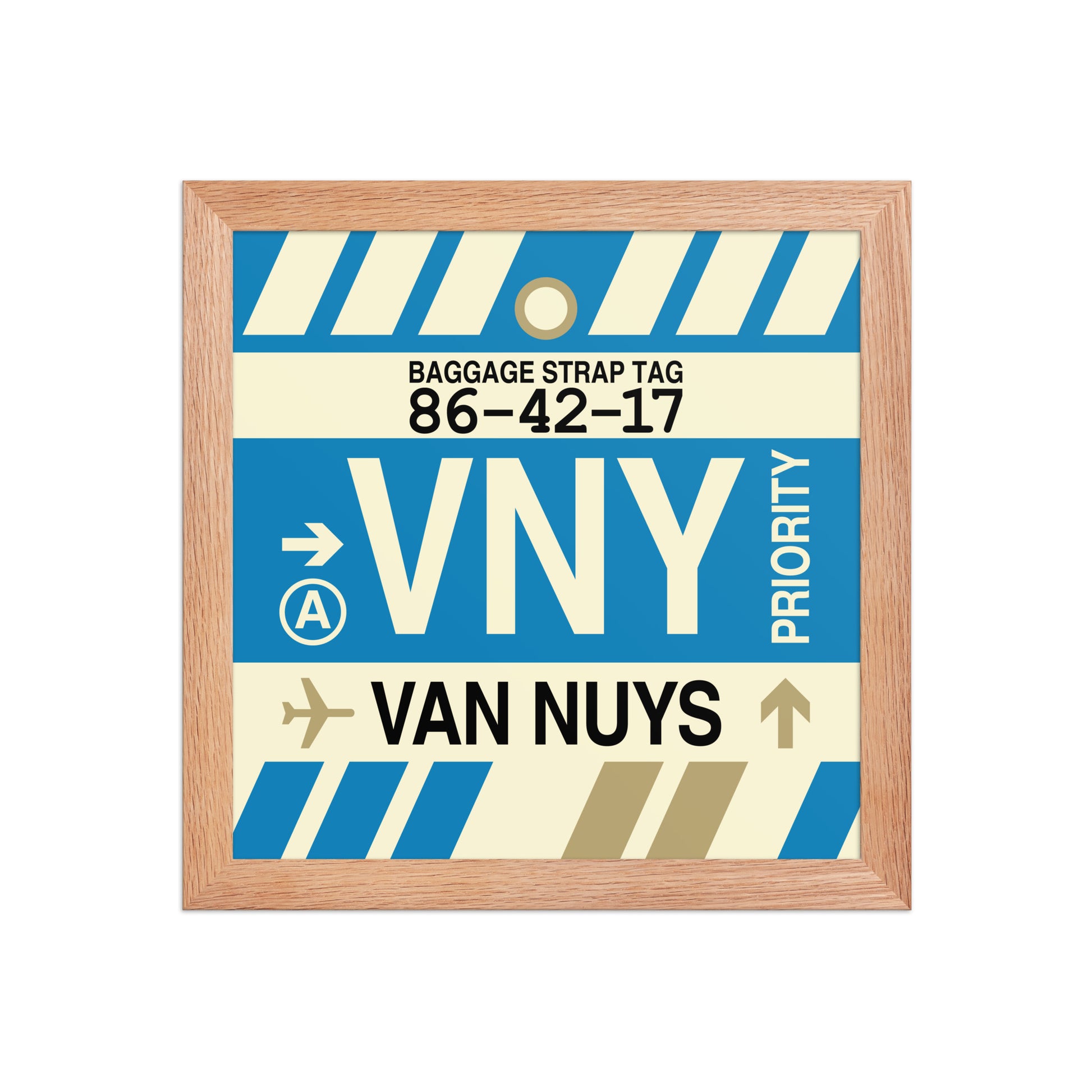 VNY Van Nuys Framed Print • Jet Age Baggage Tag Design • YHM Designs - Image 06