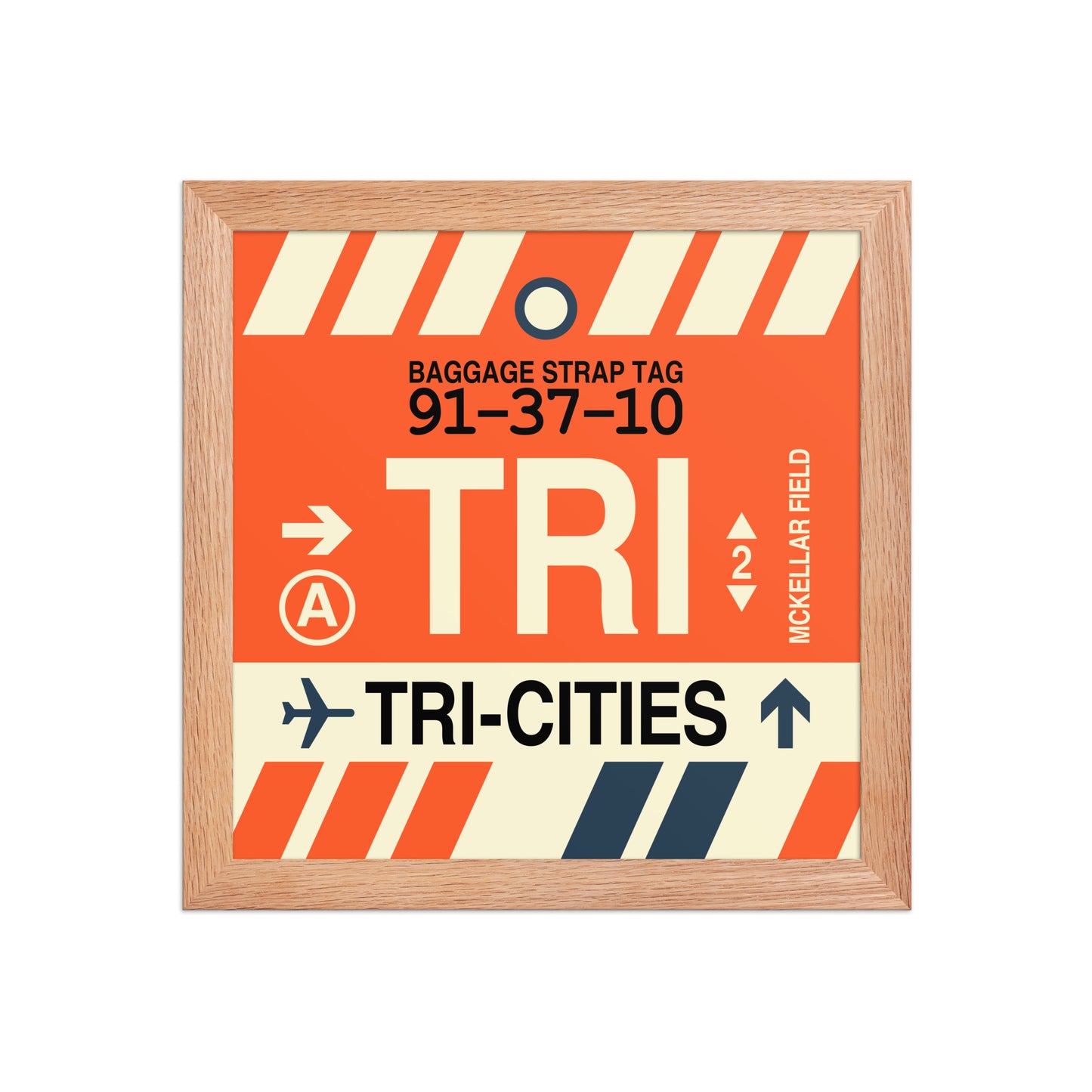 TRI Tri-Cities Framed Print • Jet Age Baggage Tag Design • YHM Designs - Image 06