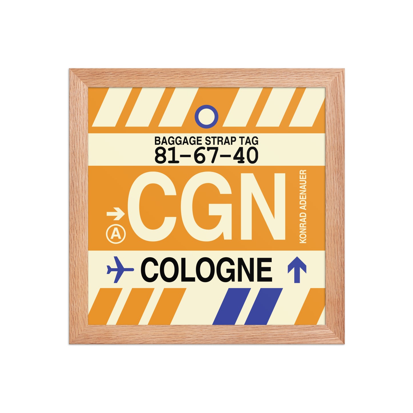 CGN Cologne-Bonn Framed Print • Jet Age Baggage Tag Design • YHM Designs - Image 03