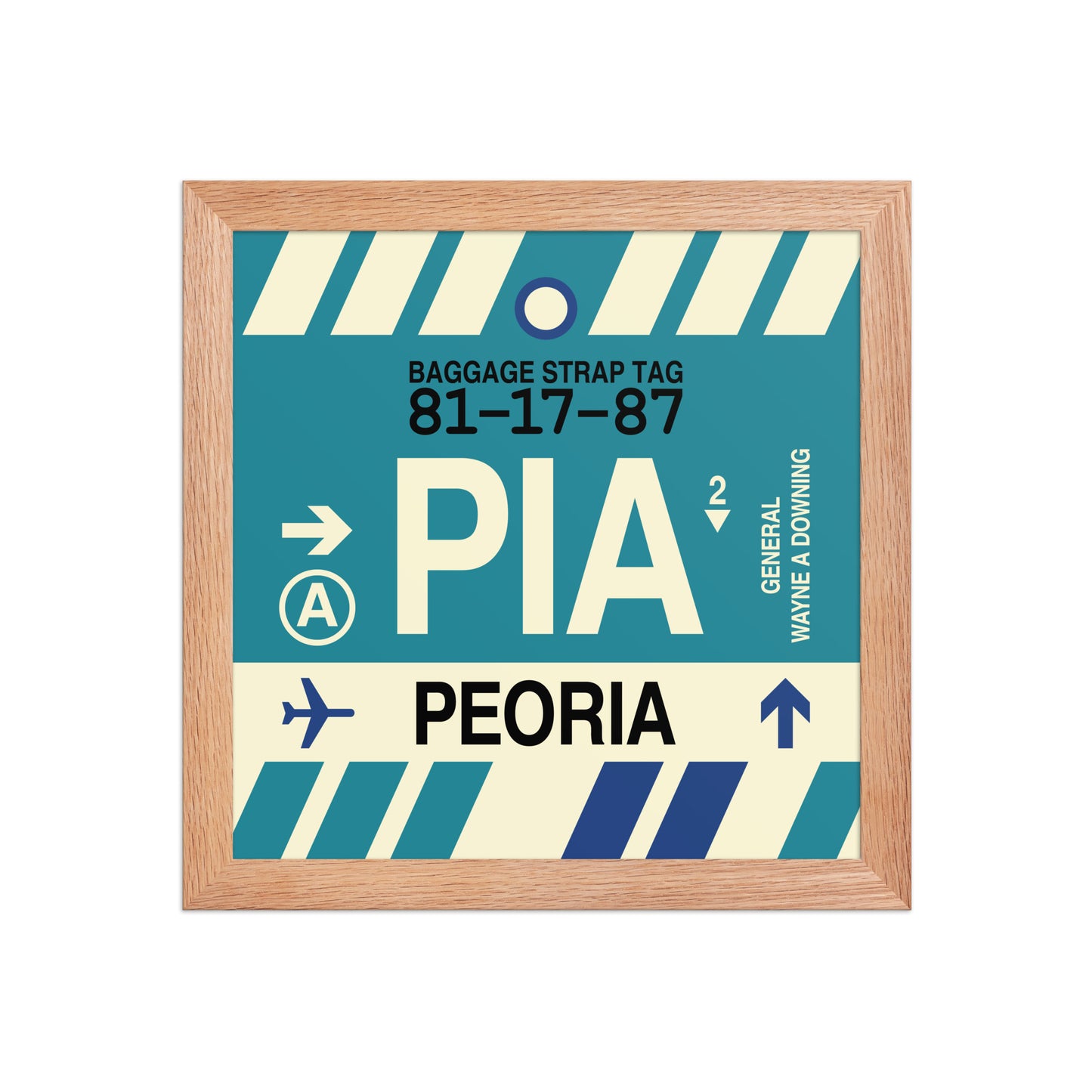 PIA Peoria Framed Print • Jet Age Baggage Tag Design • YHM Designs - Image 03