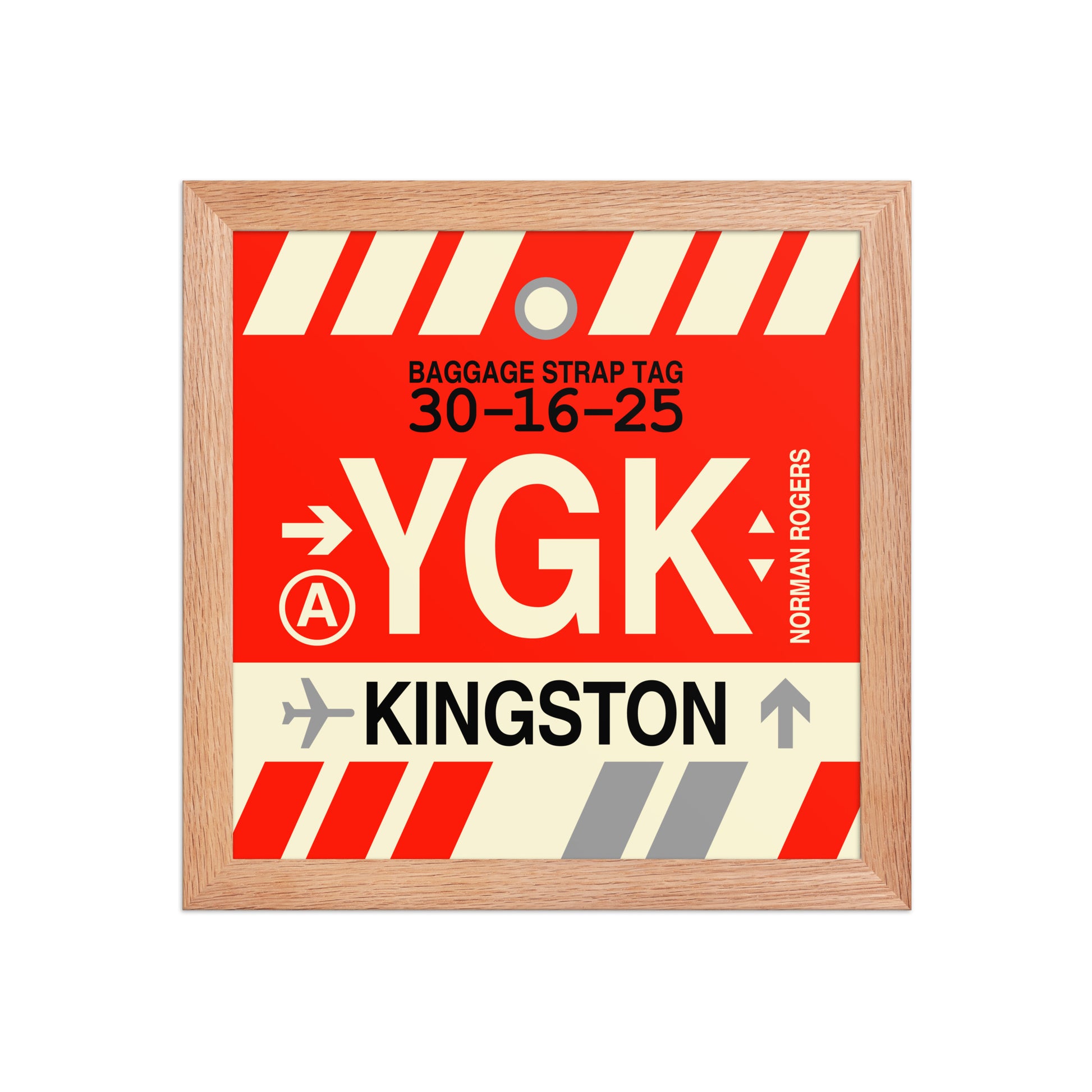 YGK Kingston Framed Print • Jet Age Baggage Tag Design • YHM Designs - Image 03