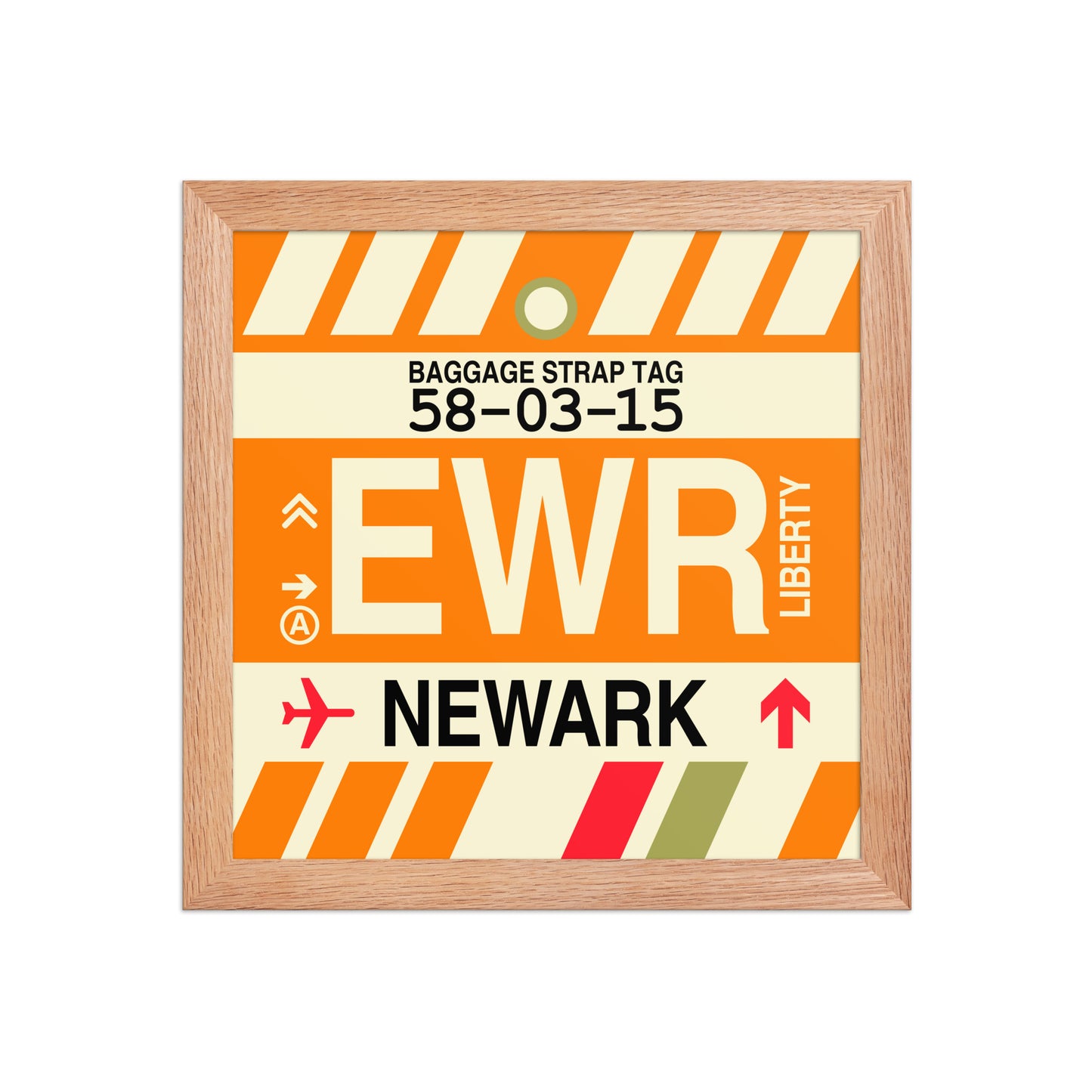 EWR Newark Framed Print • Jet Age Baggage Tag Design • YHM Designs - Image 03