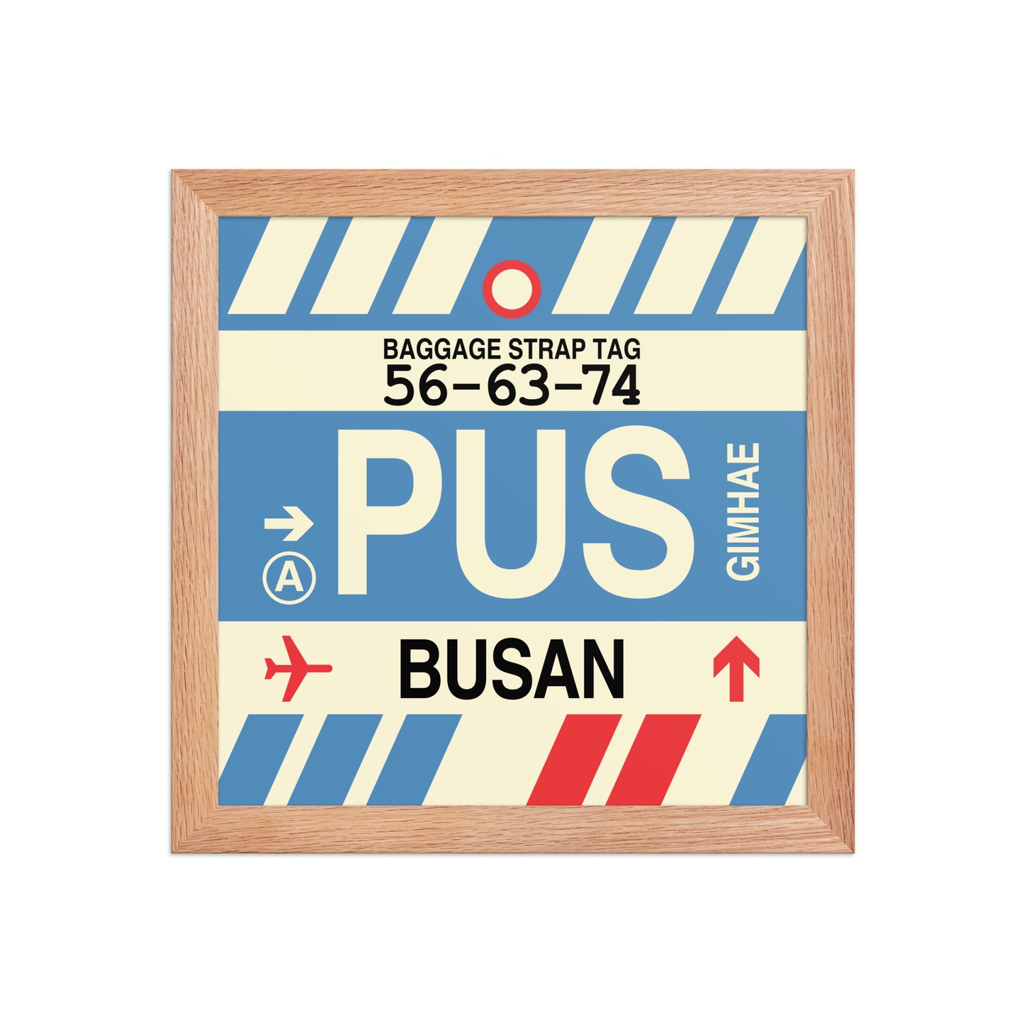 PUS Busan Framed Print • Jet Age Baggage Tag Design • YHM Designs - Image 03