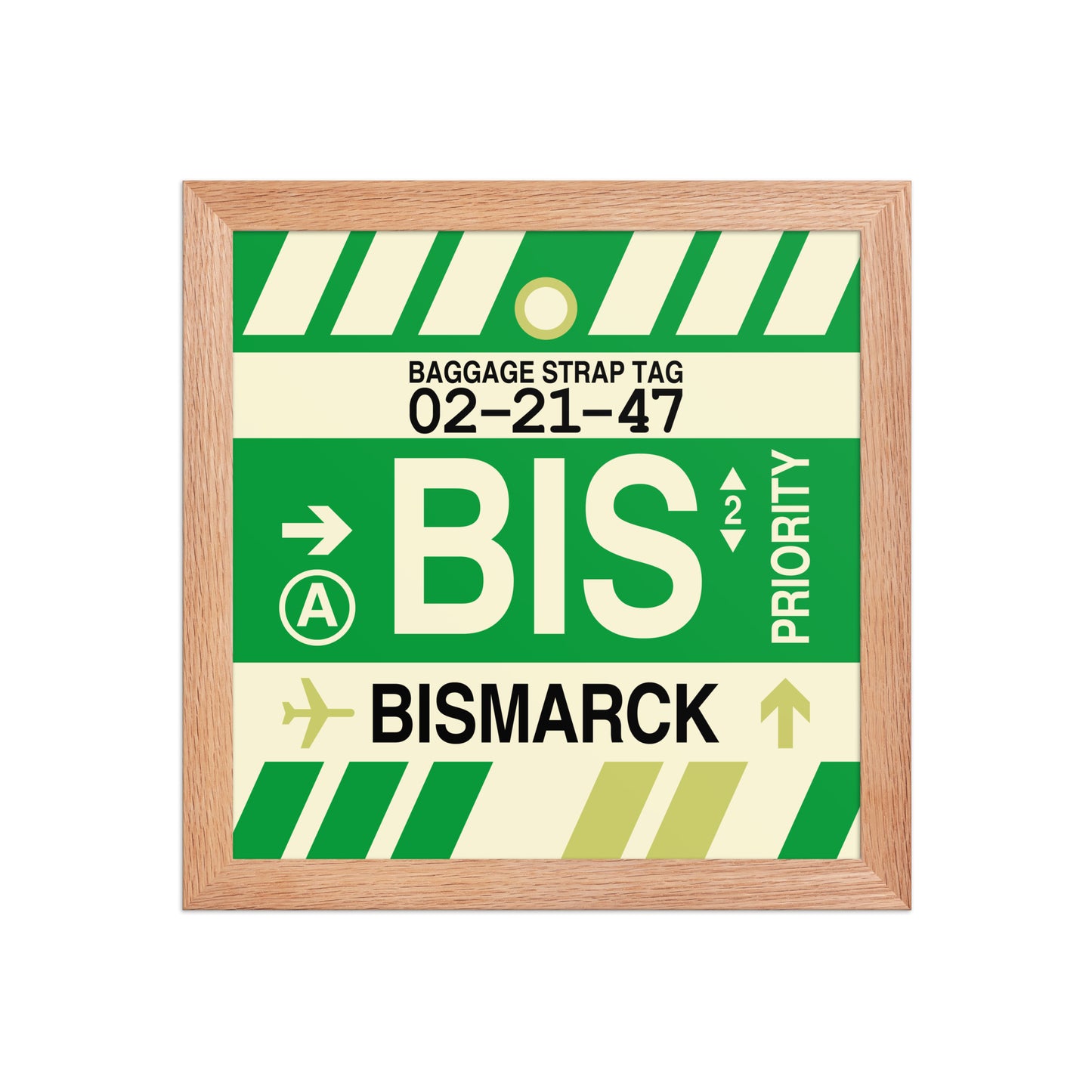 BIS Bismarck Framed Print • Jet Age Baggage Tag Design • YHM Designs - Image 03