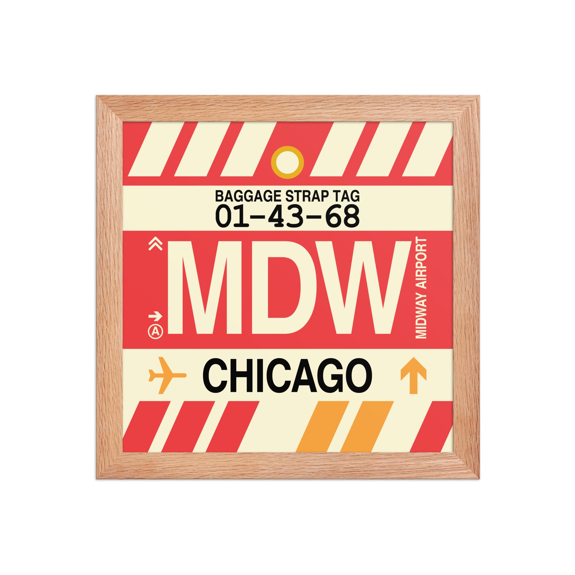MDW Chicago Framed Print • Jet Age Baggage Tag Design • YHM Designs - Image 03