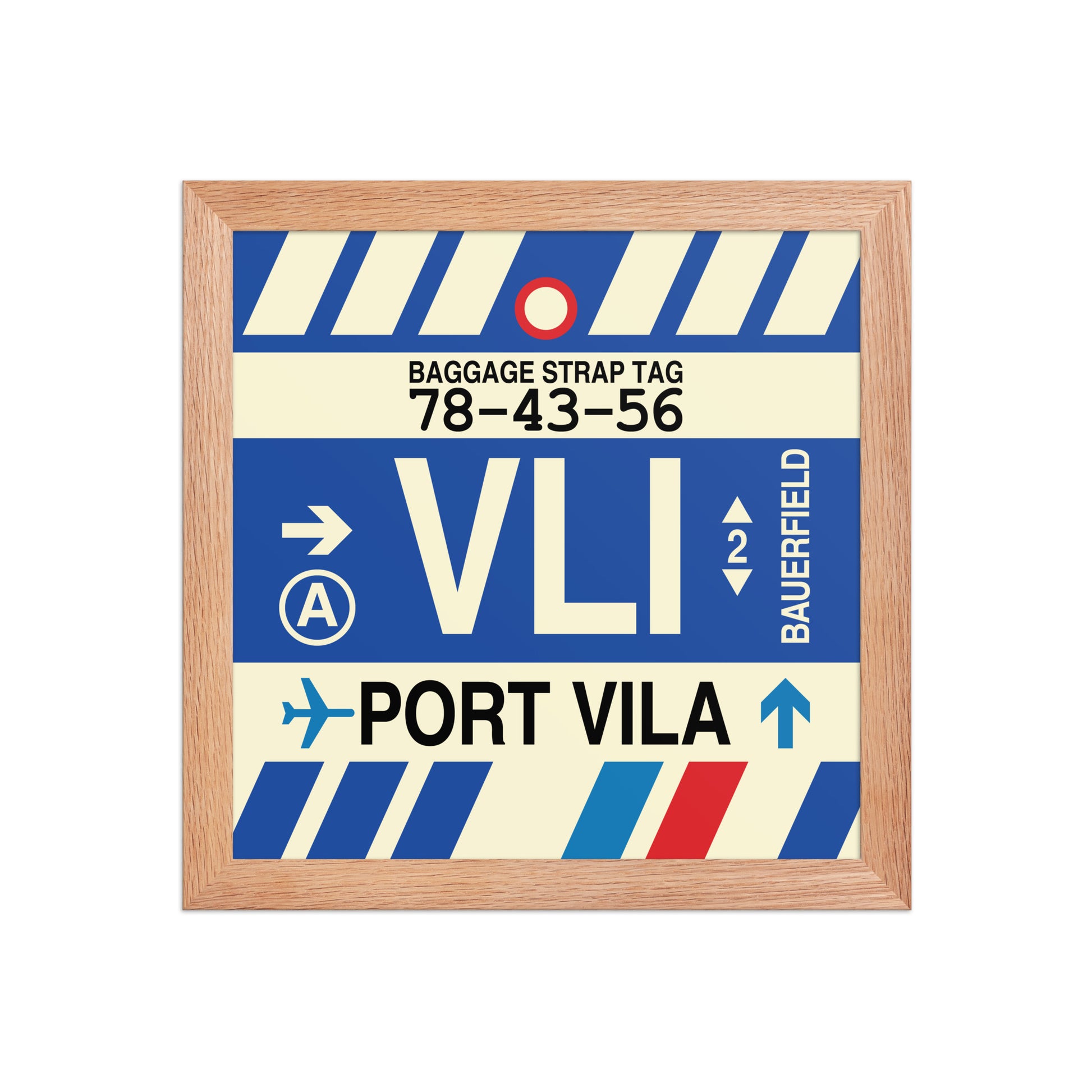 VLI Port Vila Framed Print • Jet Age Baggage Tag Design • YHM Designs - Image 06