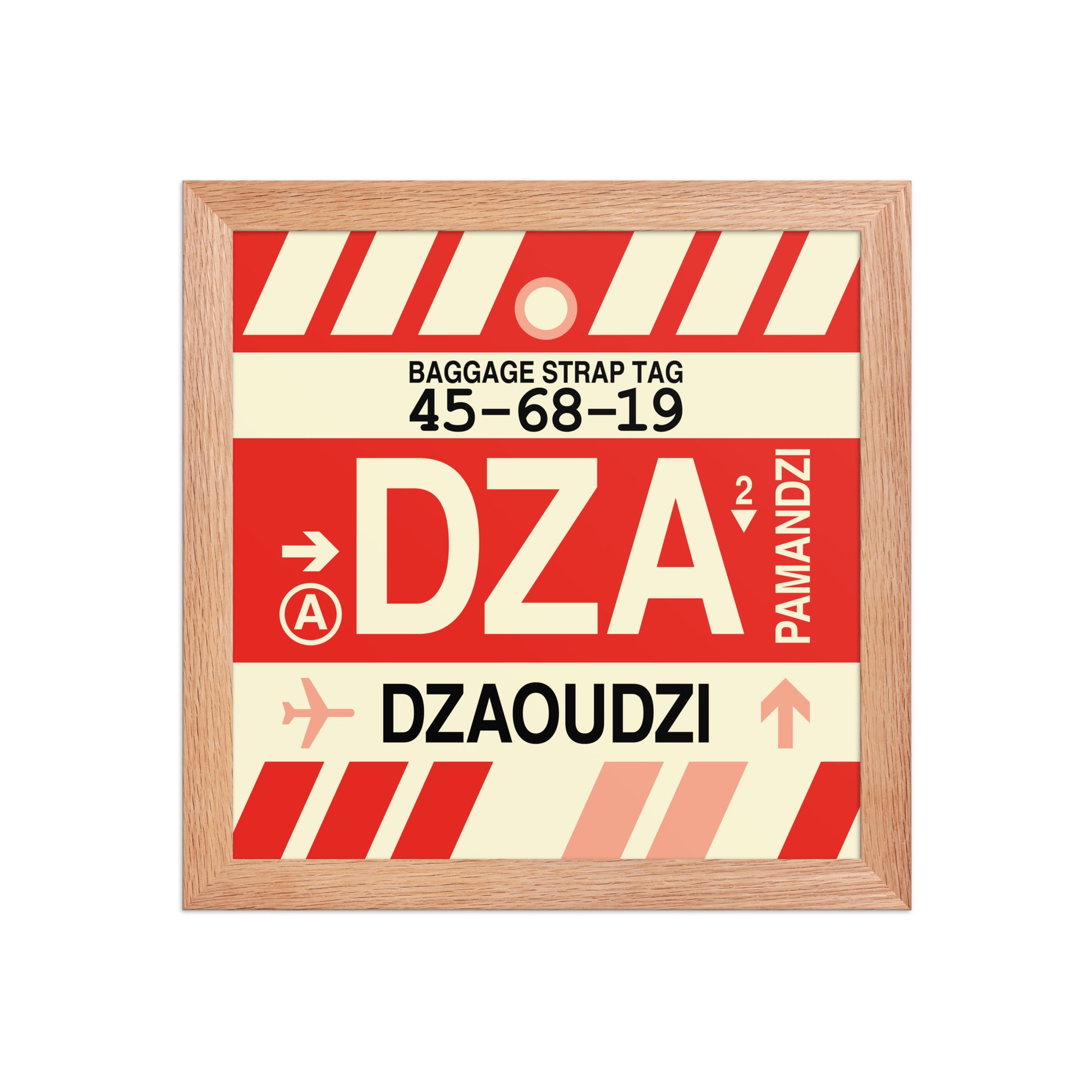 DZA Dzaoudzi Framed Print • Jet Age Baggage Tag Design • YHM Designs - Image 06