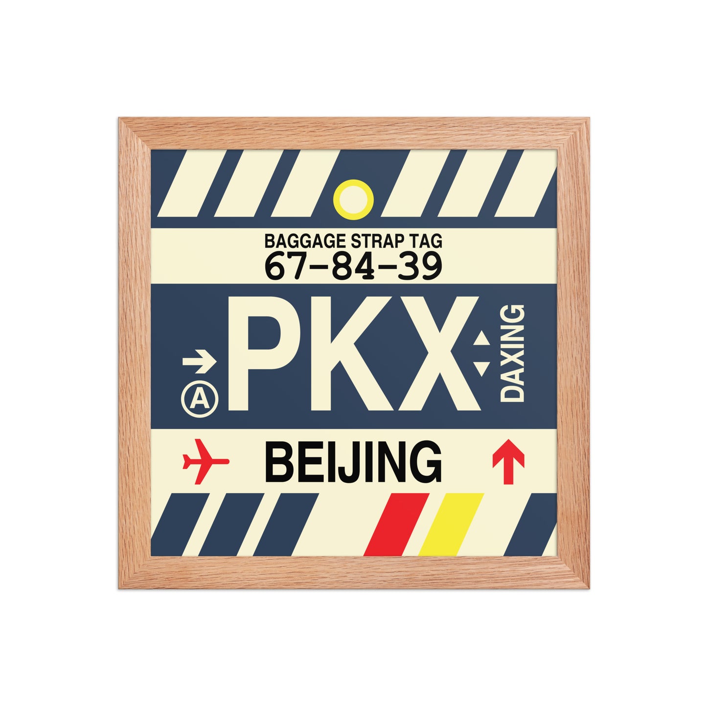 PKX Beijing Framed Print • Jet Age Baggage Tag Design • YHM Designs - Image 03
