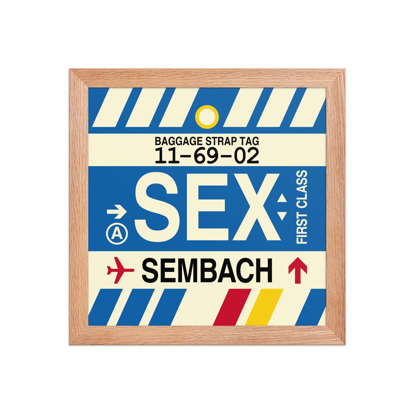 SEX Sembach Framed Print • Jet Age Baggage Tag Design • YHM Designs - Image 03