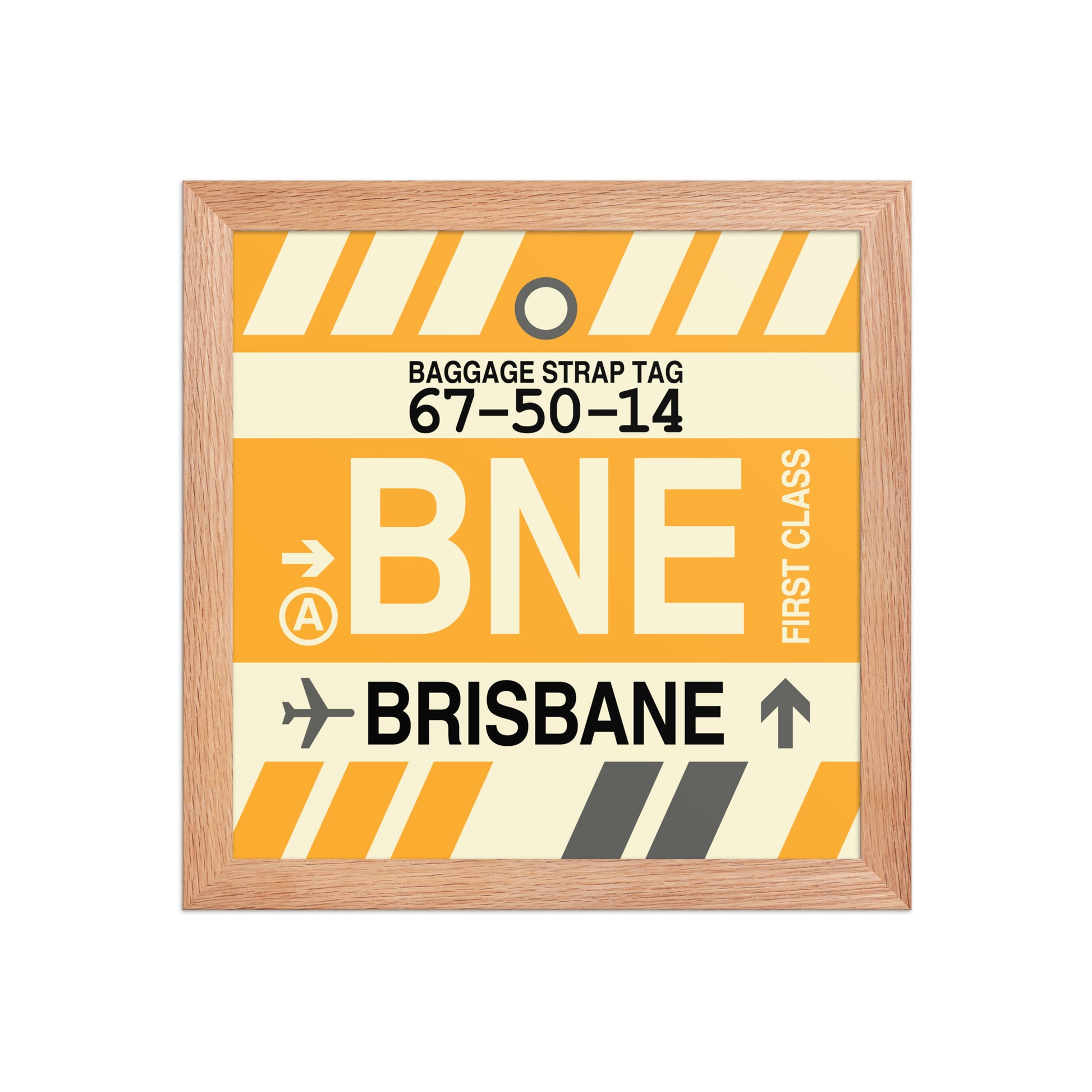 BNE Brisbane Framed Print • Jet Age Baggage Tag Design • YHM Designs - Image 03