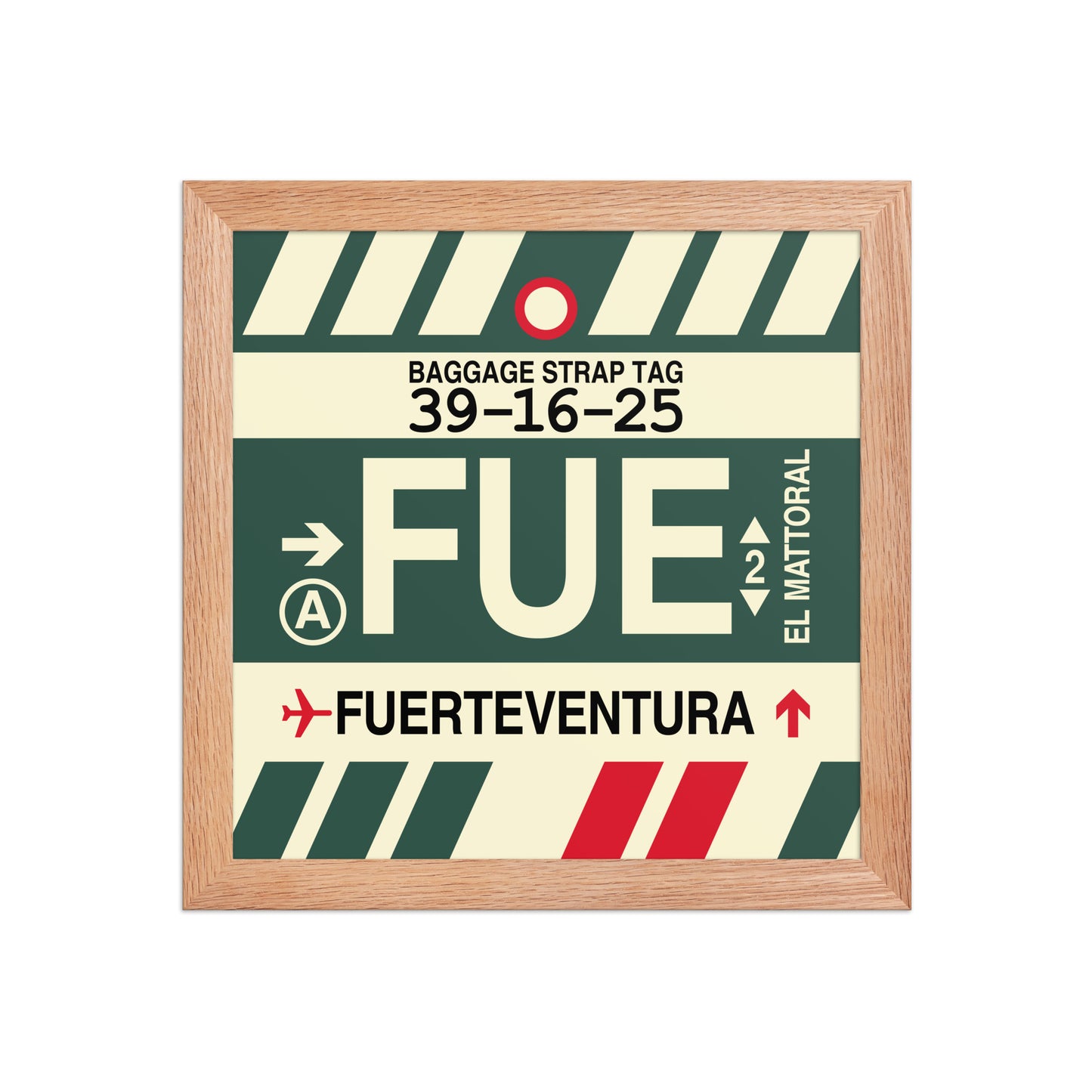 FUE Fuerteventura Framed Print • Jet Age Baggage Tag Design • YHM Designs - Image 03