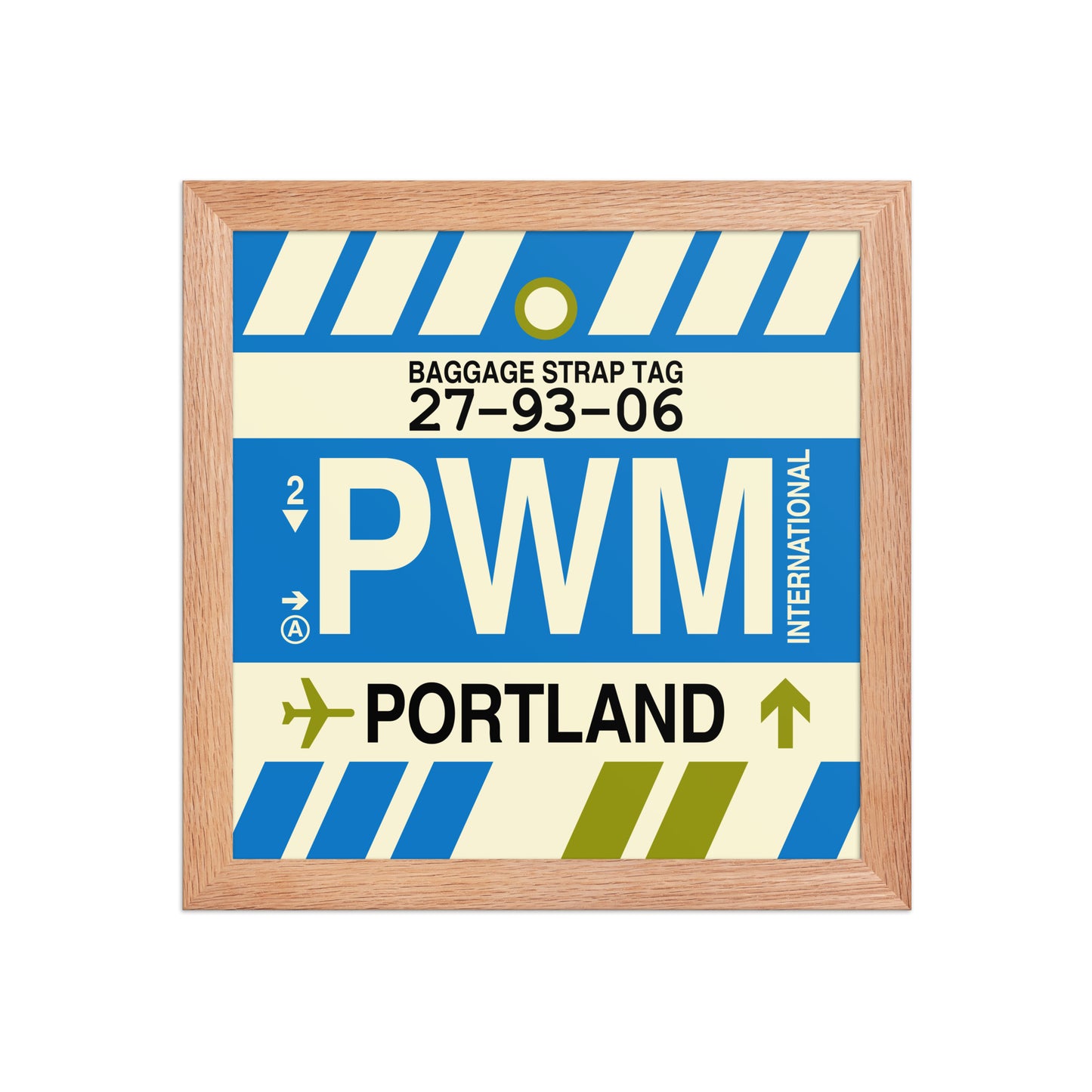 PWM Portland Framed Print • Jet Age Baggage Tag Design • YHM Designs - Image 03