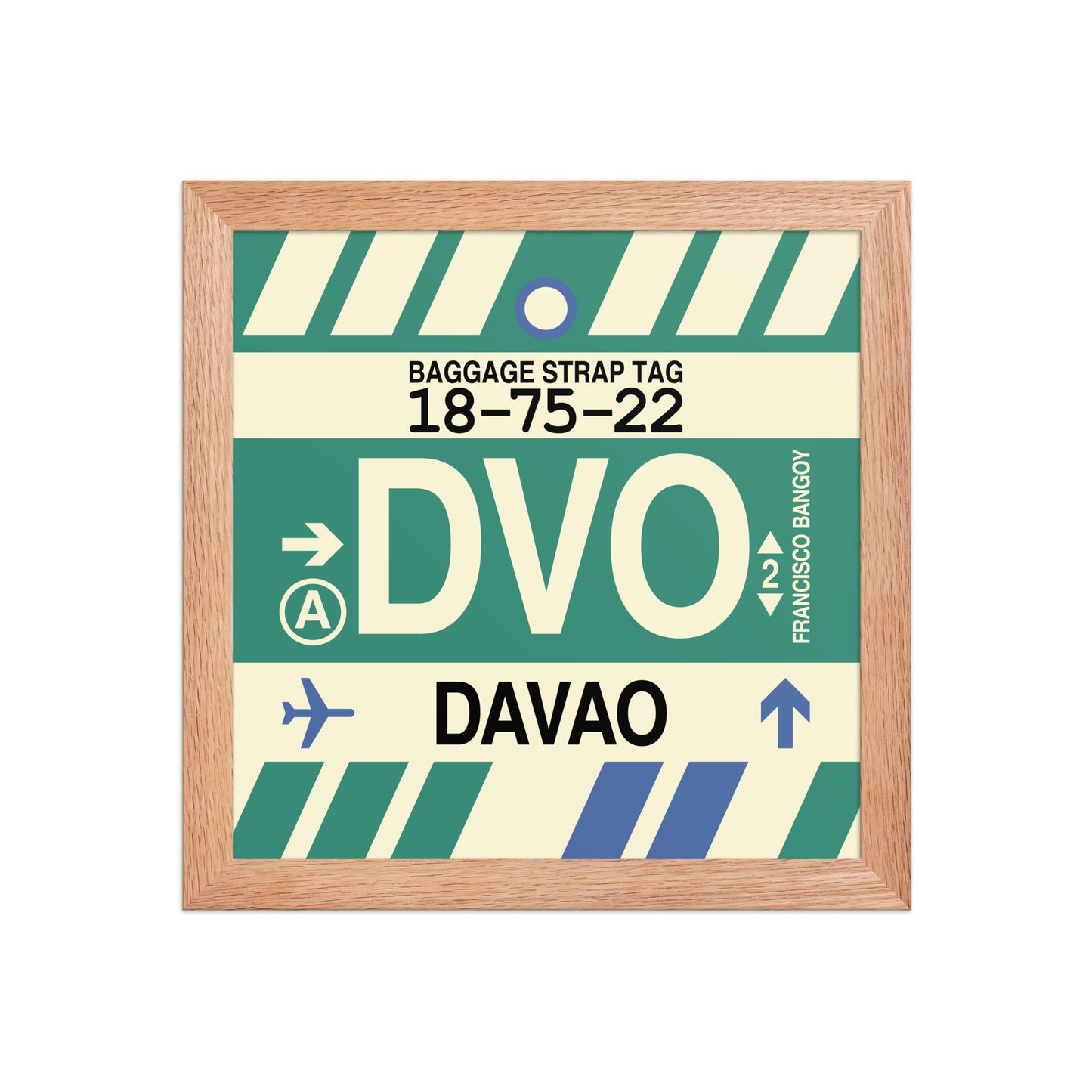 DVO Davao Framed Print • Jet Age Baggage Tag Design • YHM Designs - Image 06