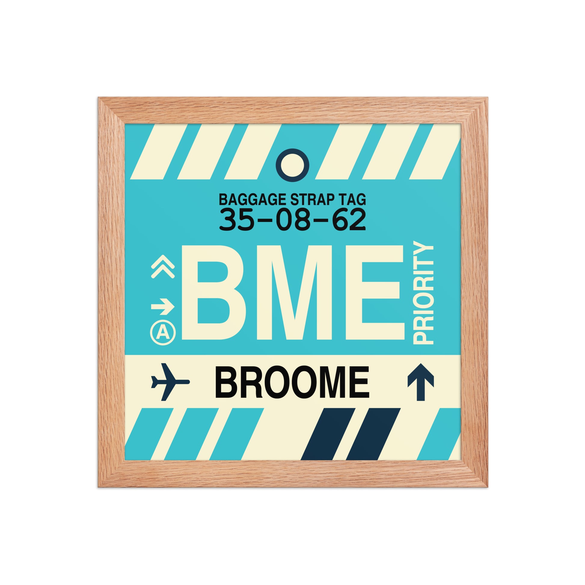 BME Broome Framed Print • Jet Age Baggage Tag Design • YHM Designs - Image 06