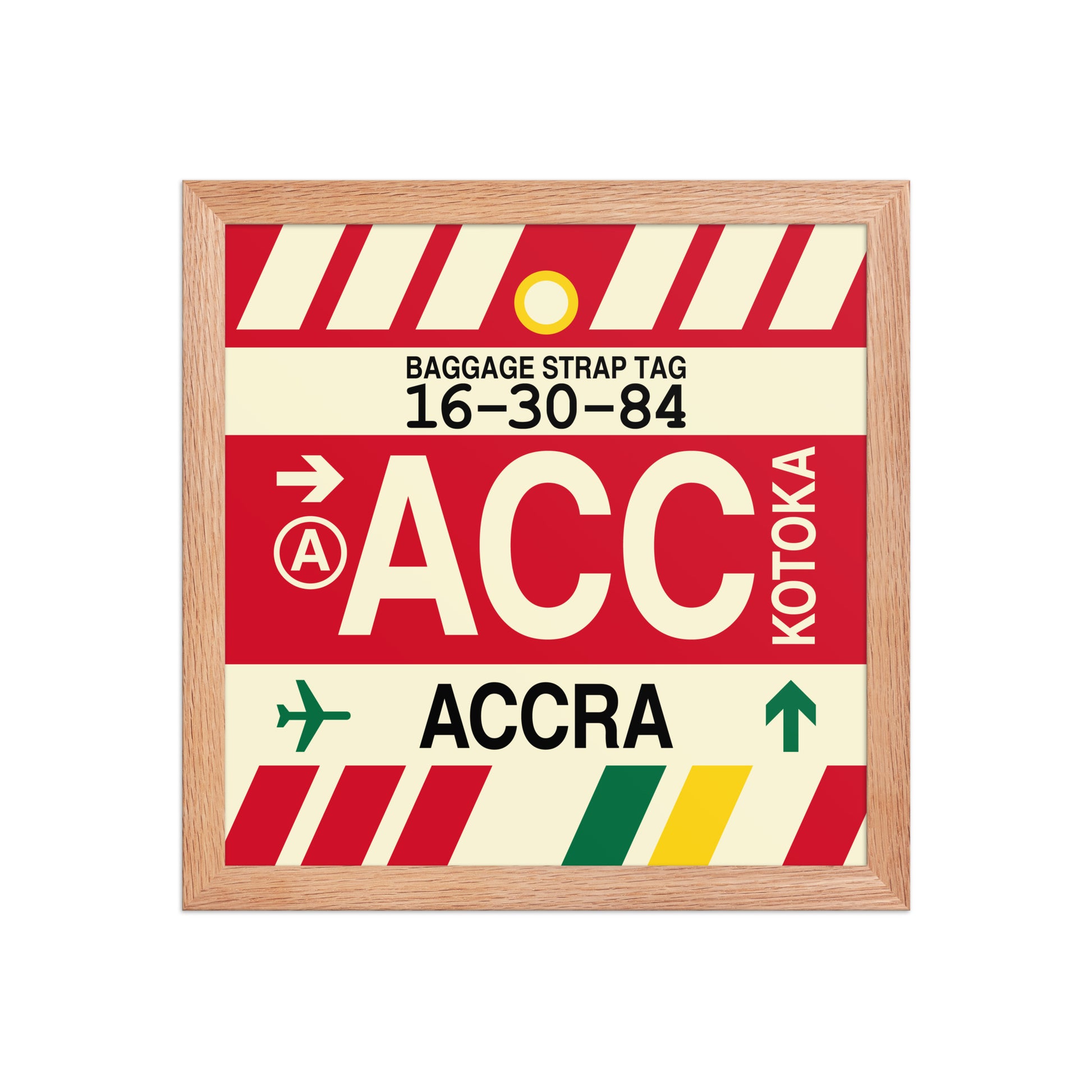 ACC Accra Framed Print • Jet Age Baggage Tag Design • YHM Designs - Image 07