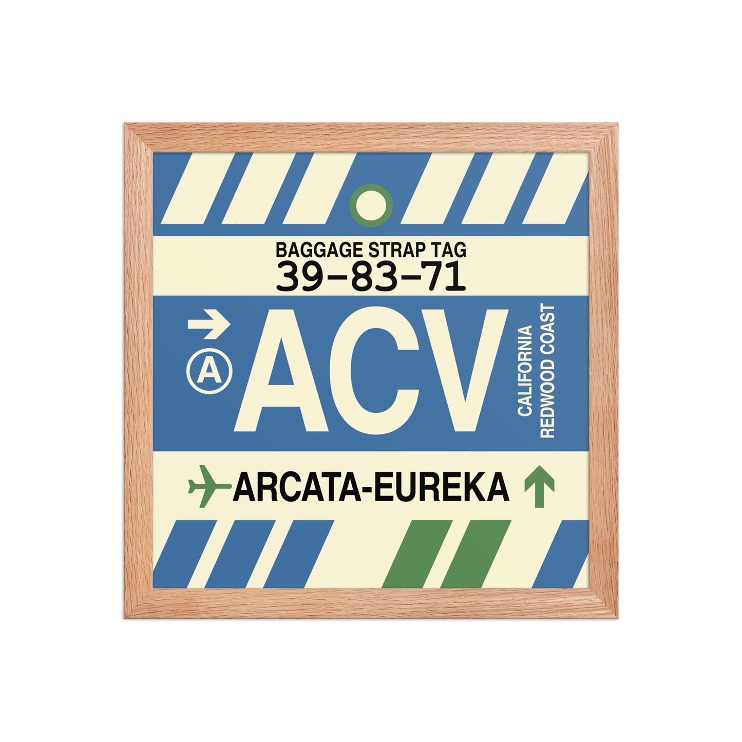 ACV Arcata-Eureka Framed Print • Jet Age Baggage Tag Design • YHM Designs - Image 07
