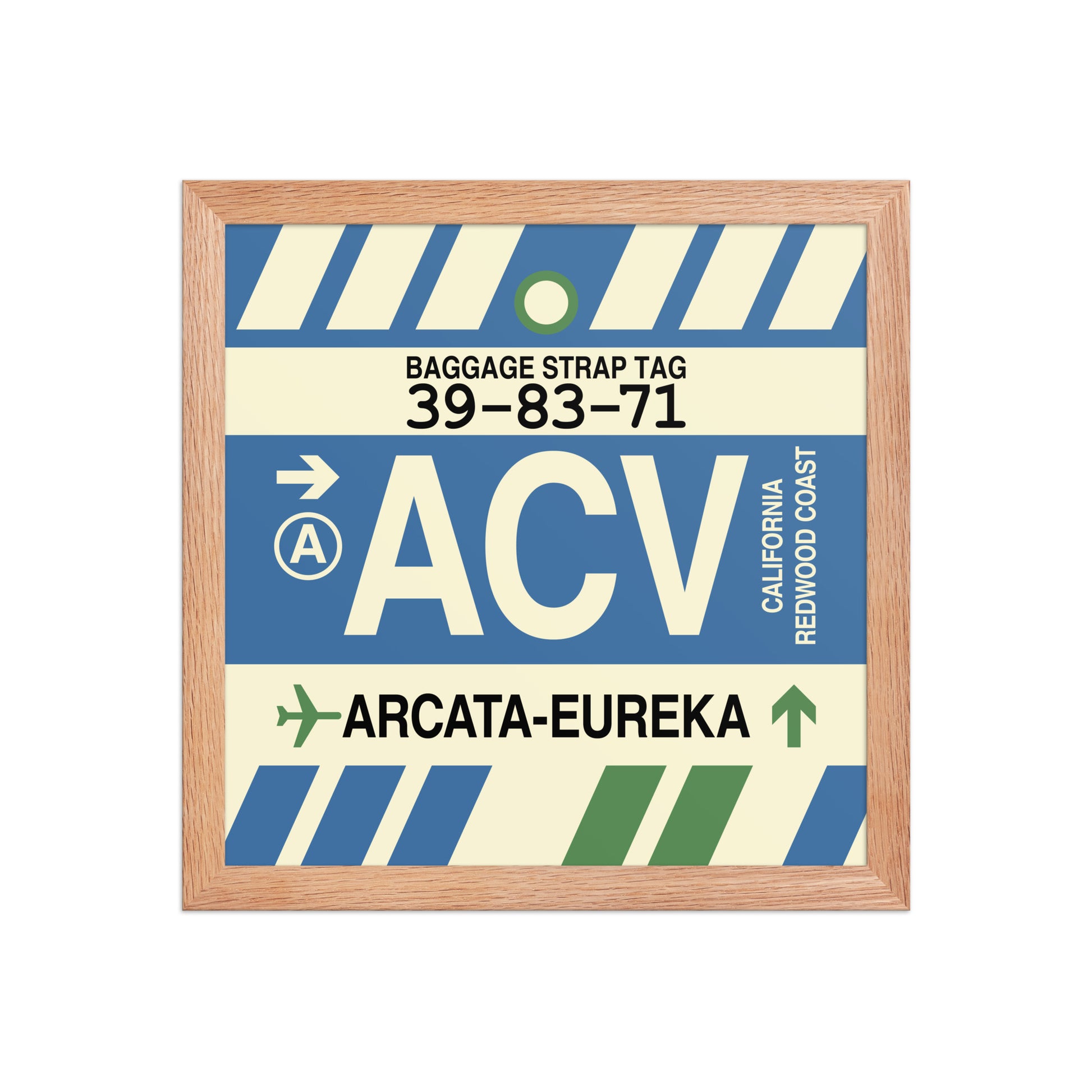ACV Arcata-Eureka Framed Print • Jet Age Baggage Tag Design • YHM Designs - Image 07
