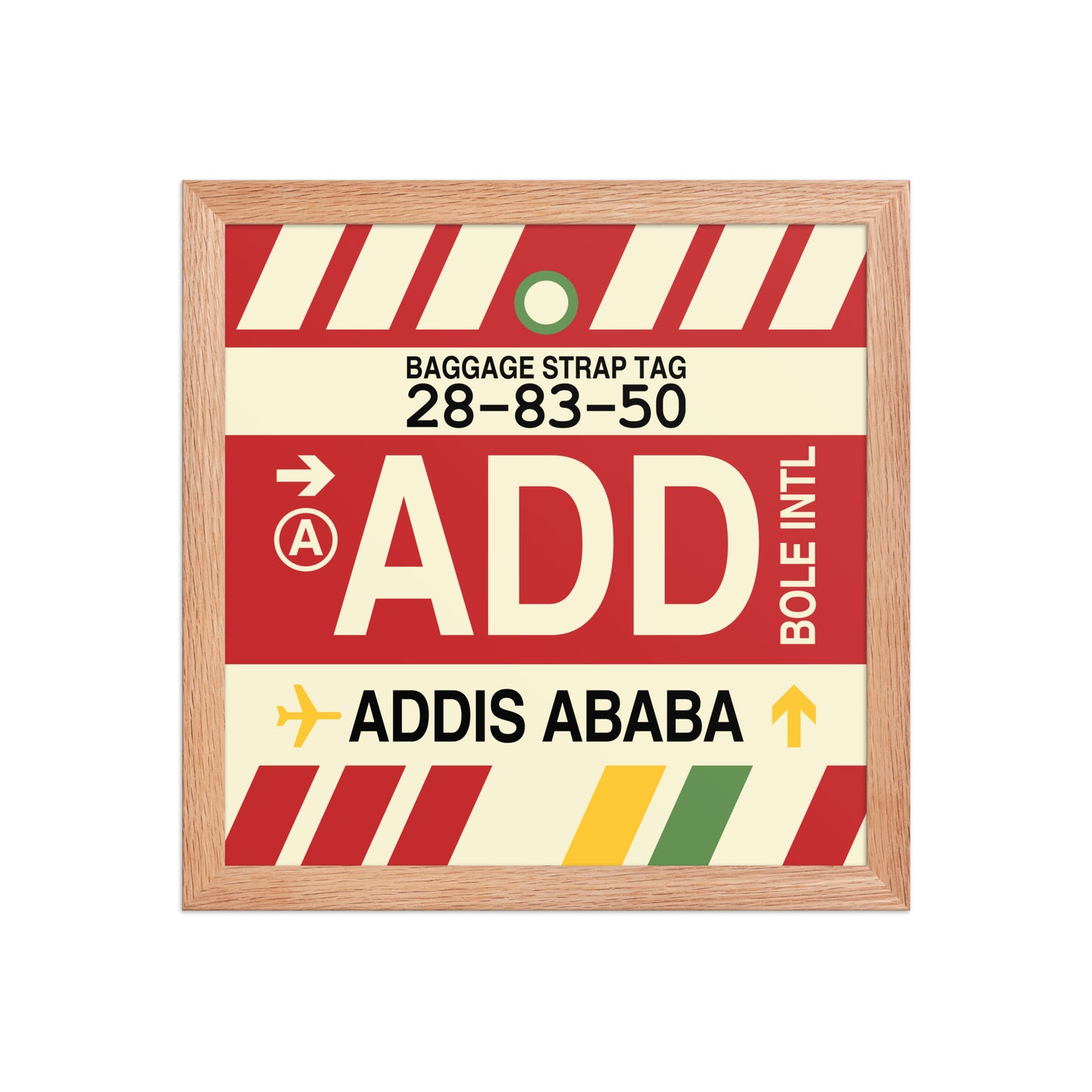 ADD Addis Ababa Framed Print • Jet Age Baggage Tag Design • YHM Designs - Image 07