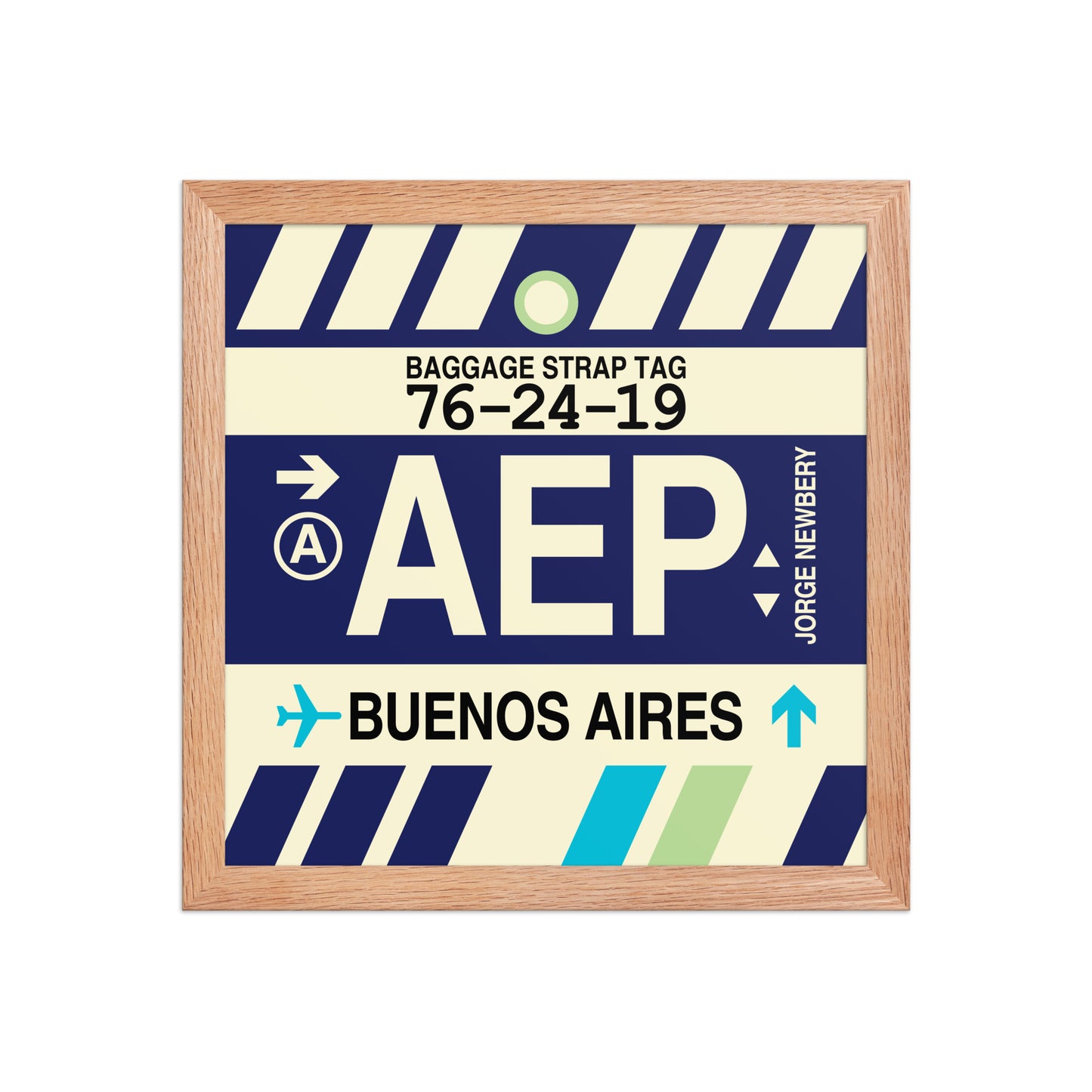 AEP Buenos Aires Framed Print • Jet Age Baggage Tag Design • YHM Designs - Image 07