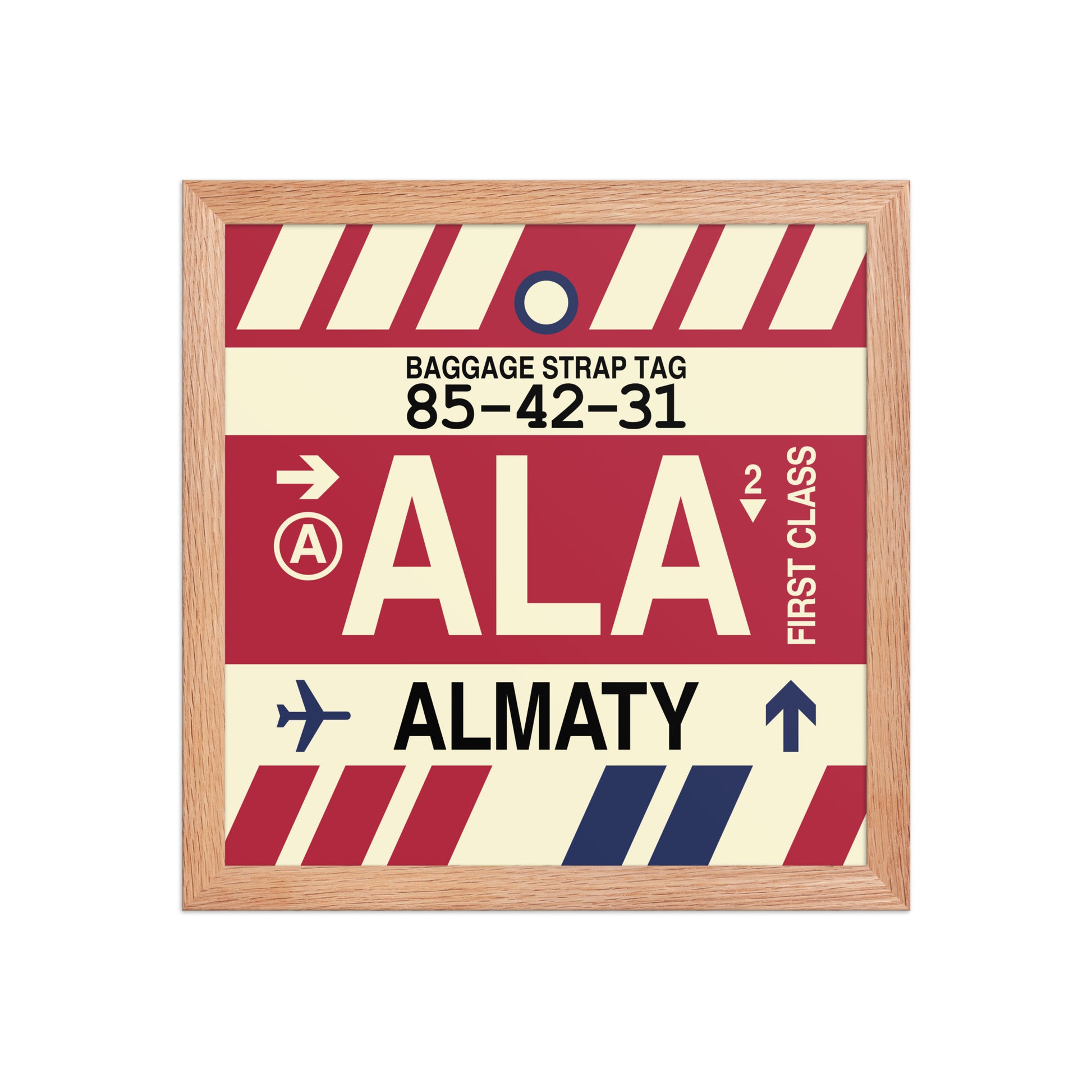 ALA Almaty Framed Print • Jet Age Baggage Tag Design • YHM Designs - Image 07