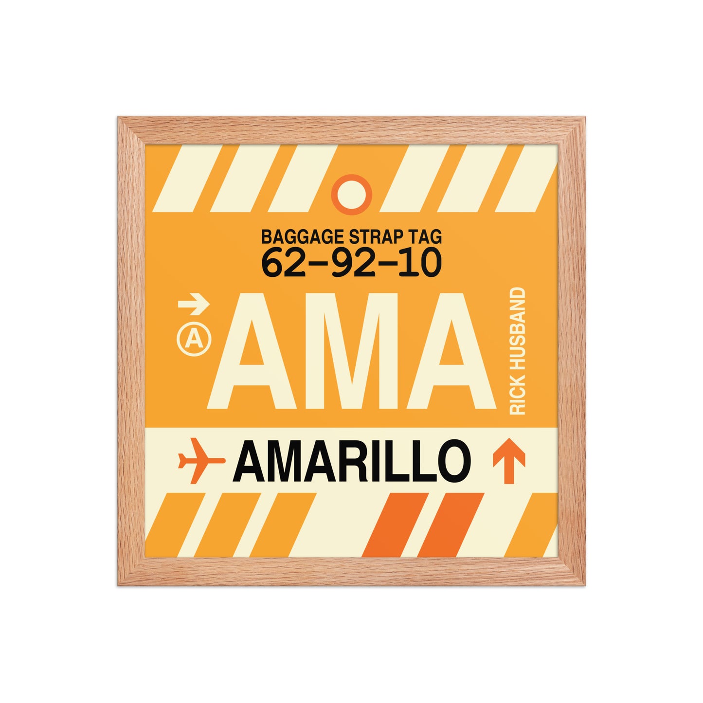 AMA Amarillo Framed Print • Jet Age Baggage Tag Design • YHM Designs - Image 07