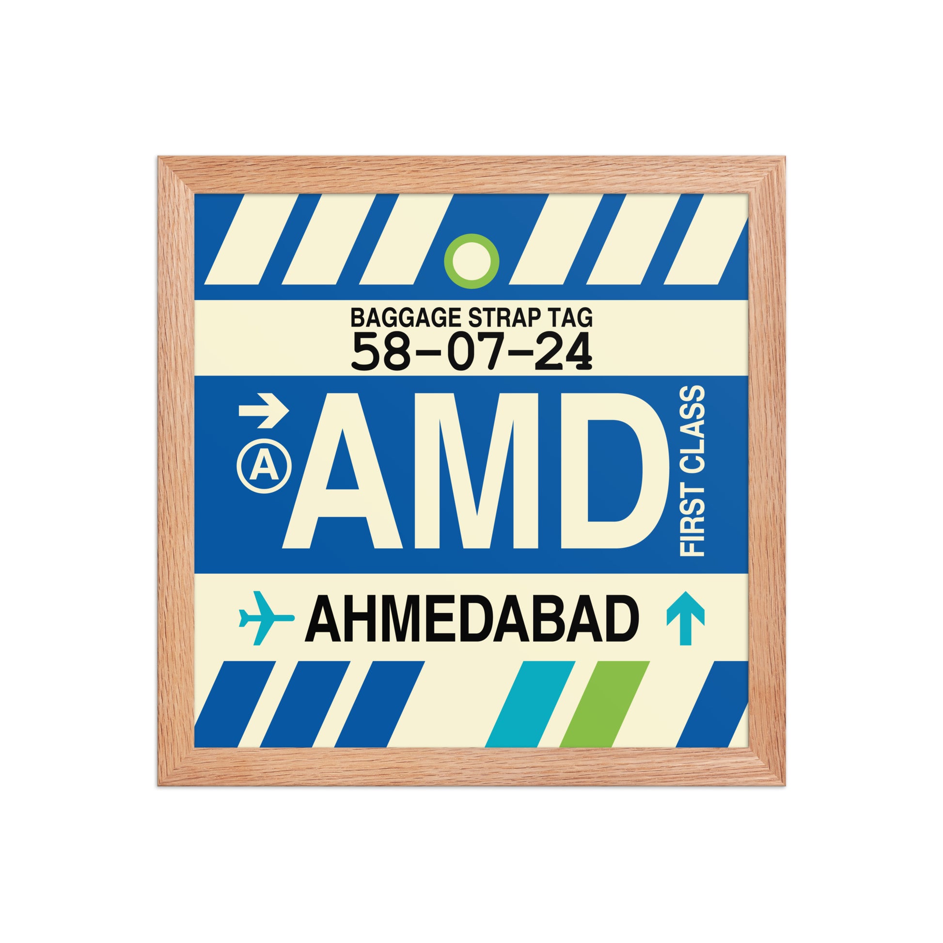 AMD Ahmedabad Framed Print • Jet Age Baggage Tag Design • YHM Designs - Image 07