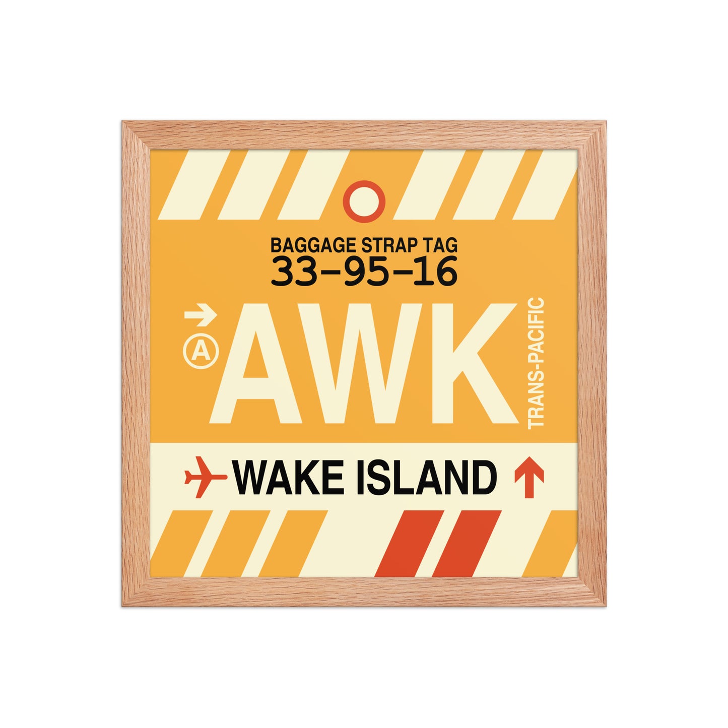 AWK Wake Island Framed Print • Jet Age Baggage Tag Design • YHM Designs - Image 07