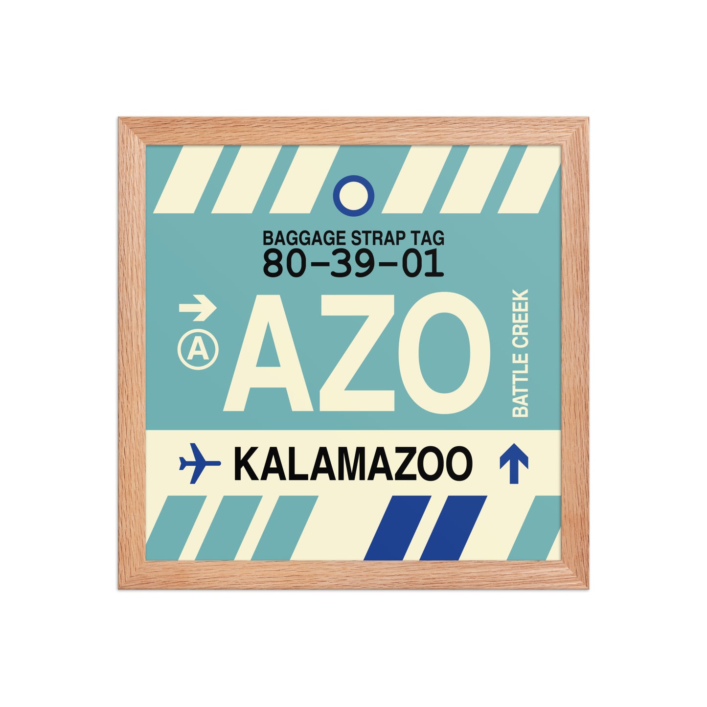 AZO Kalamazoo Framed Print • Jet Age Baggage Tag Design • YHM Designs - Image 07