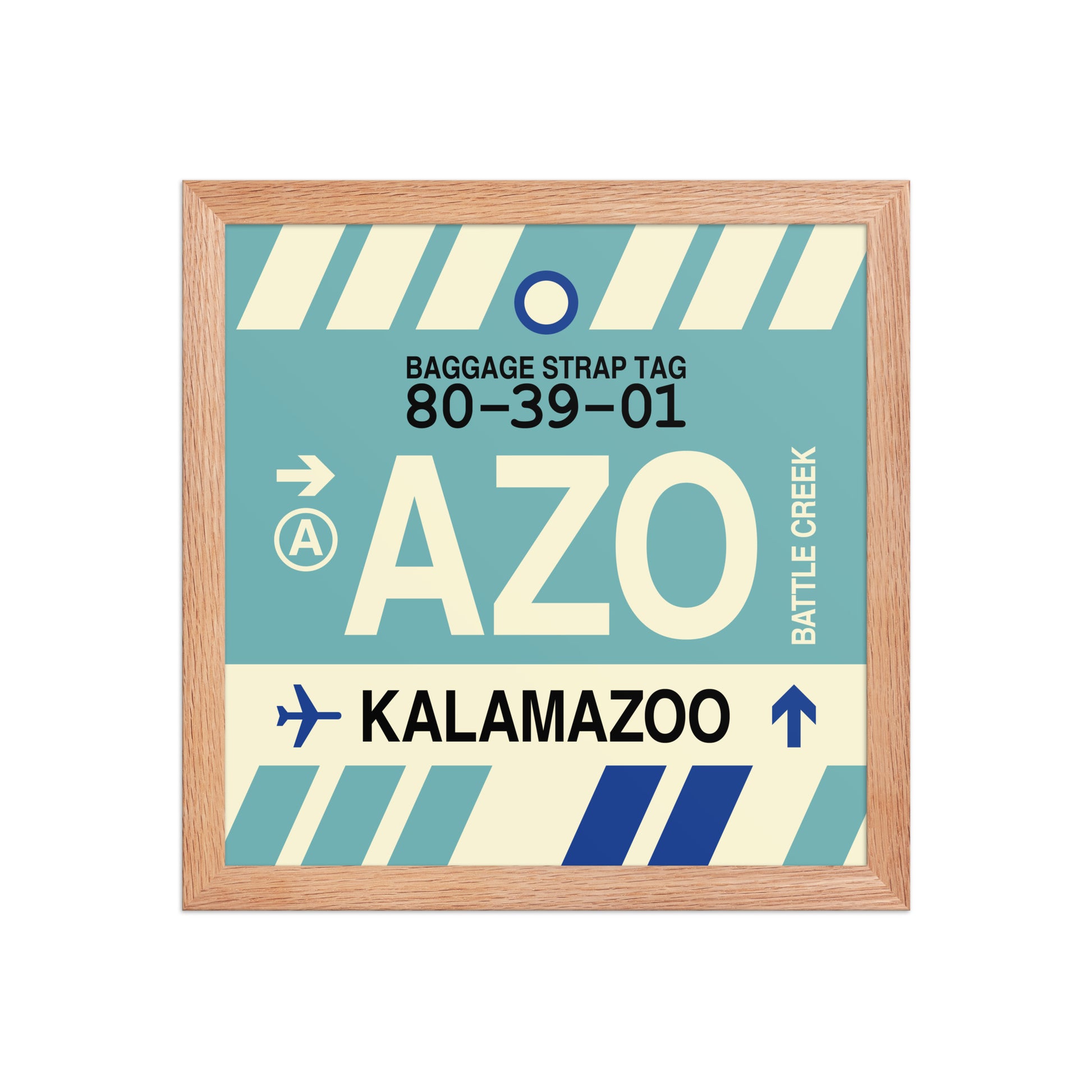 AZO Kalamazoo Framed Print • Jet Age Baggage Tag Design • YHM Designs - Image 07