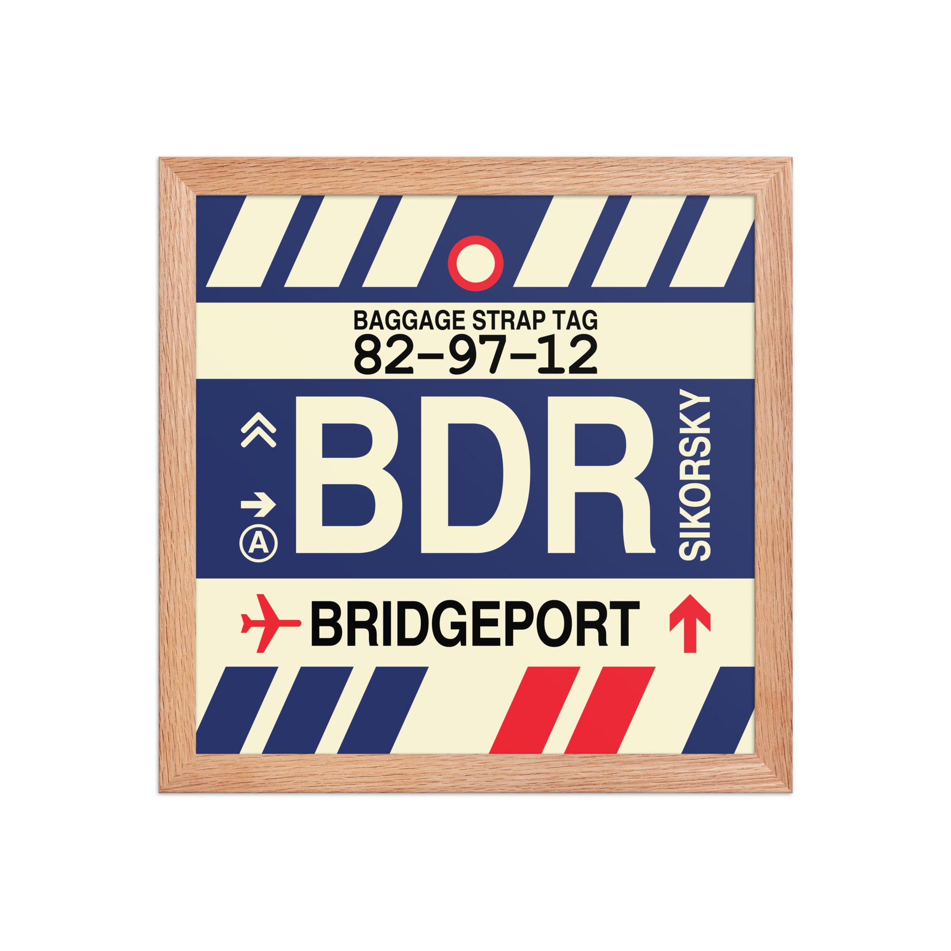 BDR Bridgeport Framed Print • Jet Age Baggage Tag Design • YHM Designs - Image 07