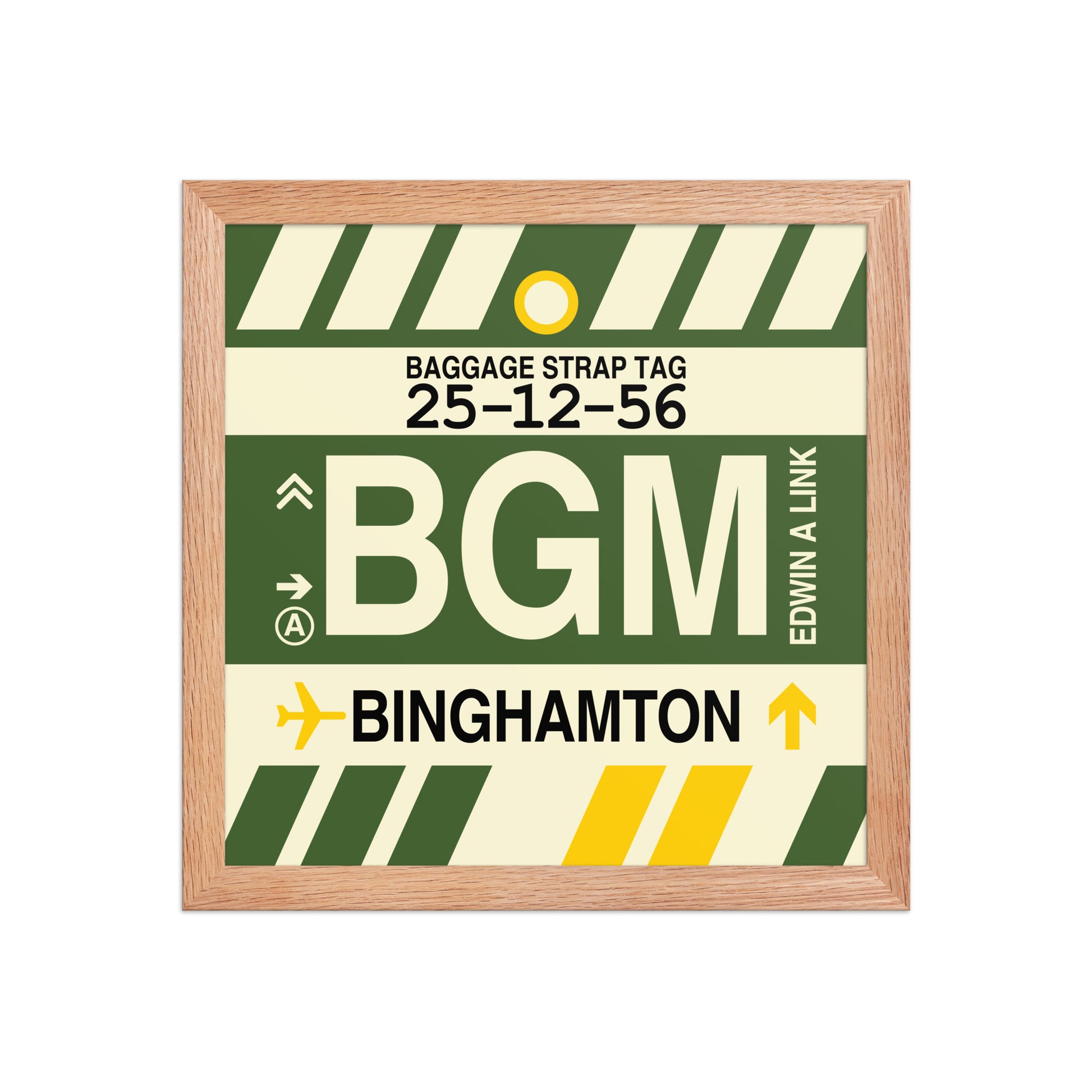 BGM Binghamton Framed Print • Jet Age Baggage Tag Design • YHM Designs - Image 07