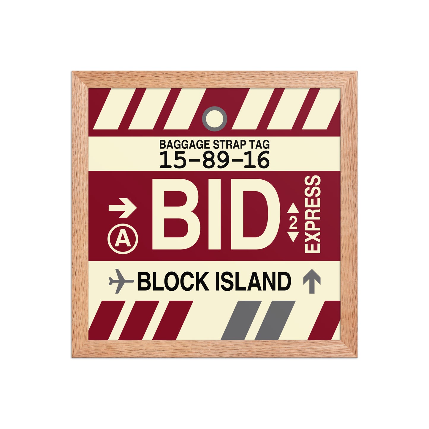 BID Block Island Framed Print • Jet Age Baggage Tag Design • YHM Designs - Image 07