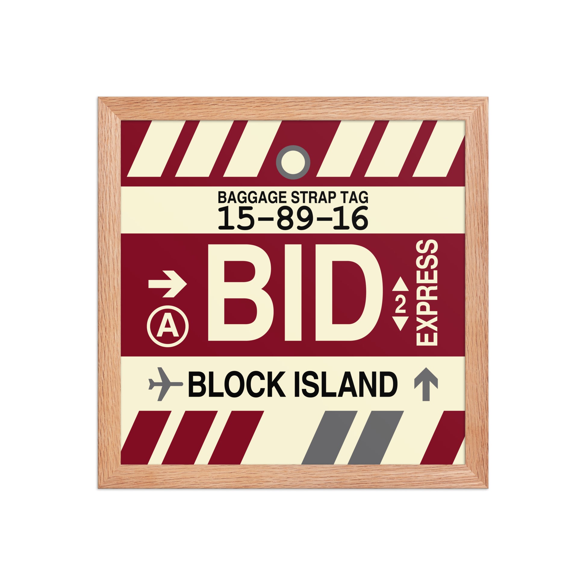 BID Block Island Framed Print • Jet Age Baggage Tag Design • YHM Designs - Image 07
